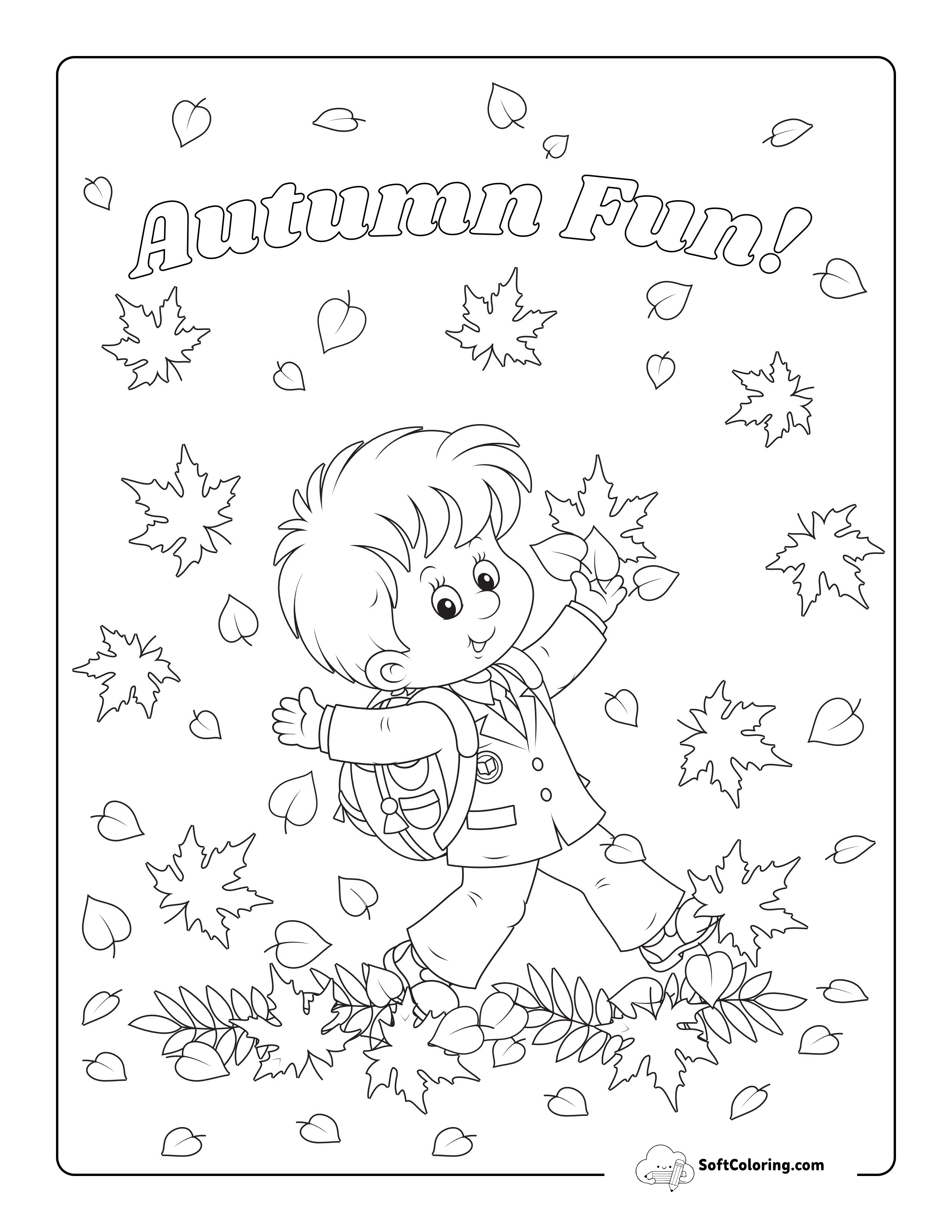 "Autumn Fun" Coloring Sheet For Kids