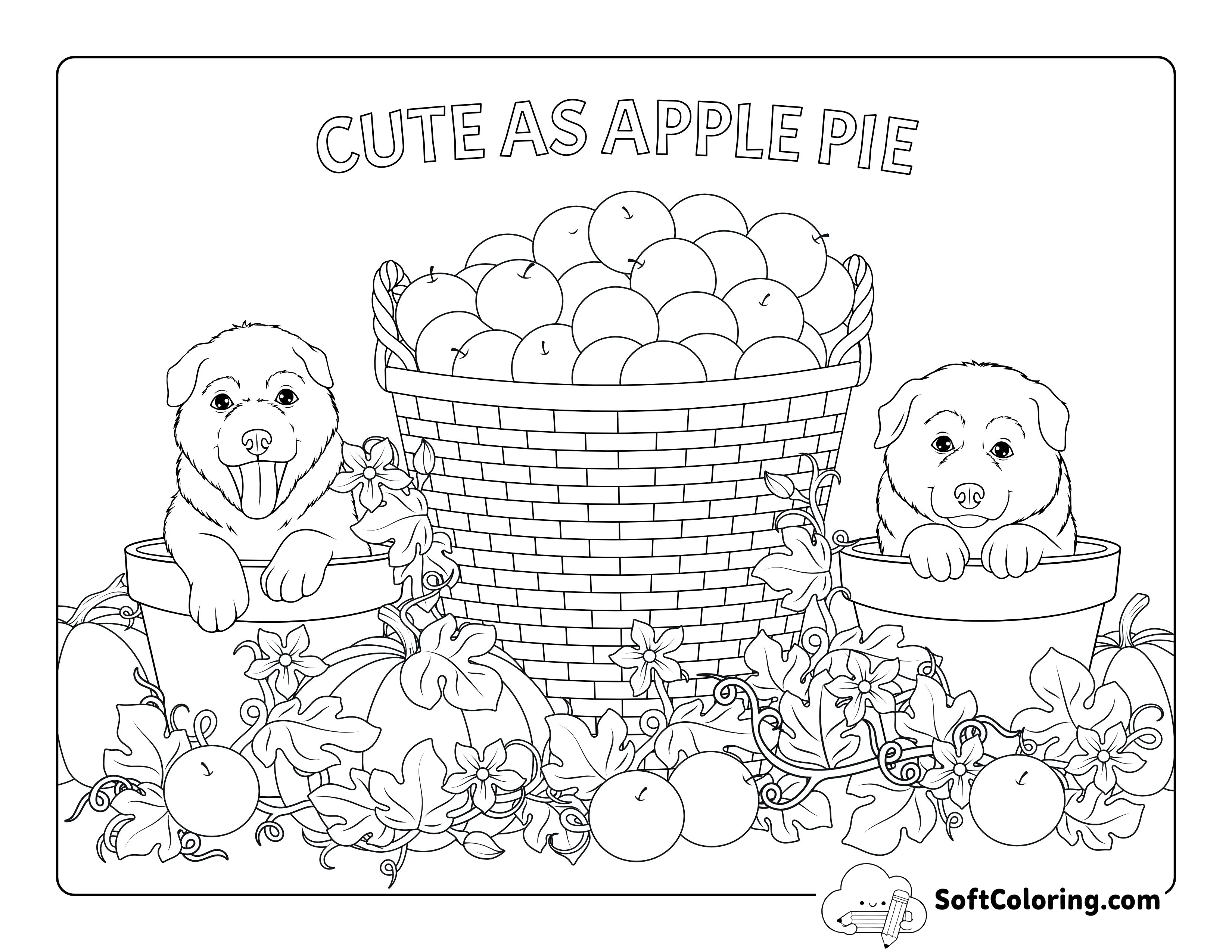 "Cute as Apple Pie" Fall Coloring Sheet for Kids