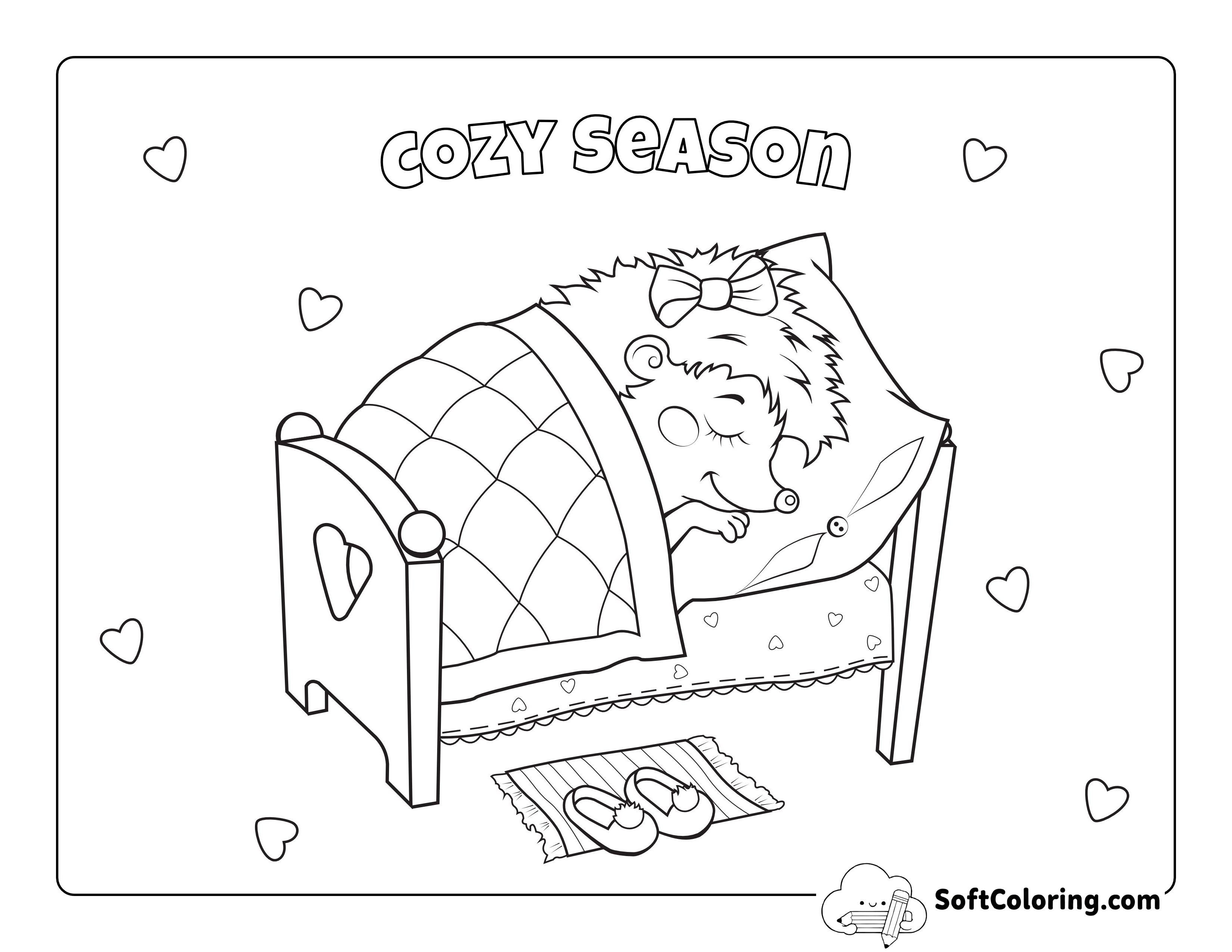 Cute Hedgehog Fall Cozy Picture for Kids