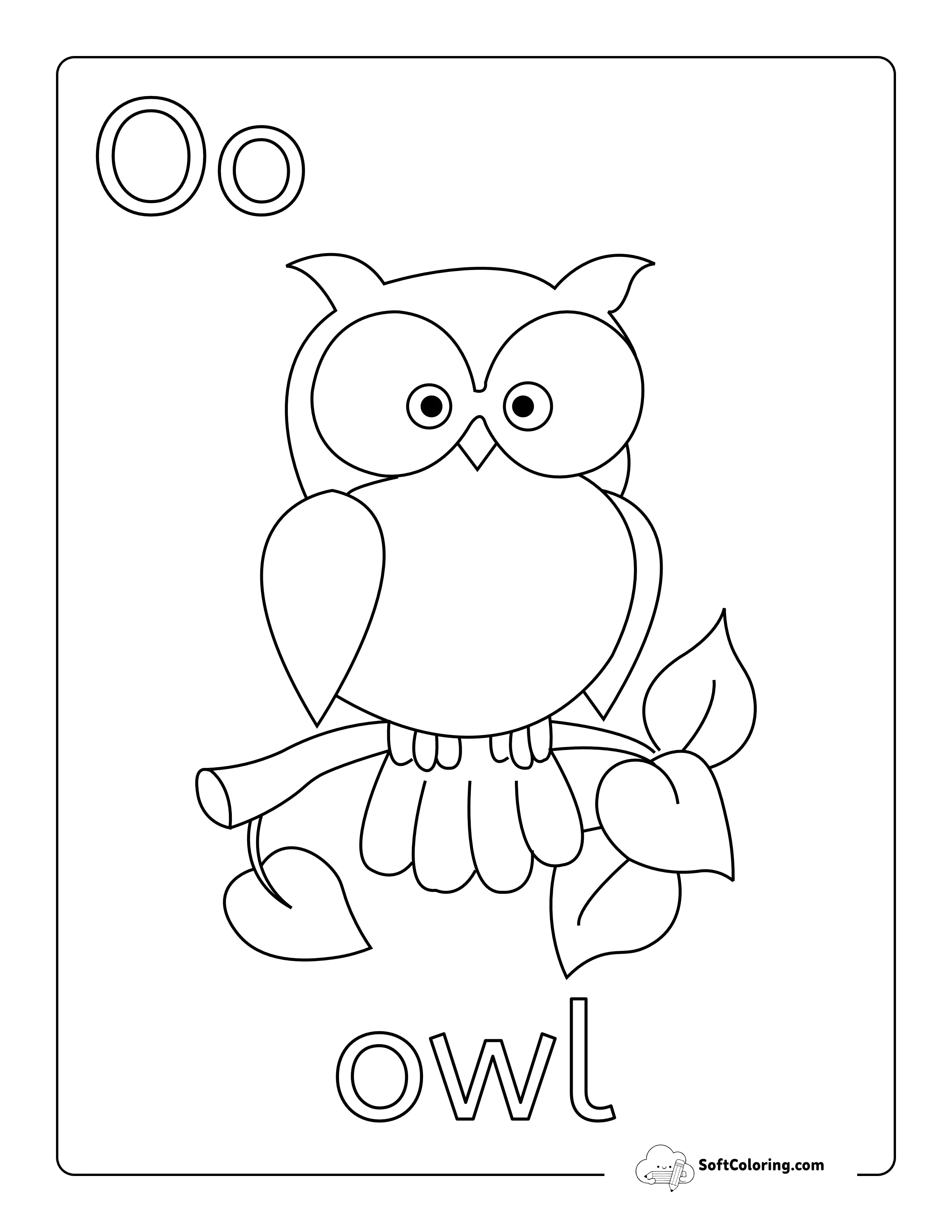 "O Is For Owl" Coloring Sheet For Kids