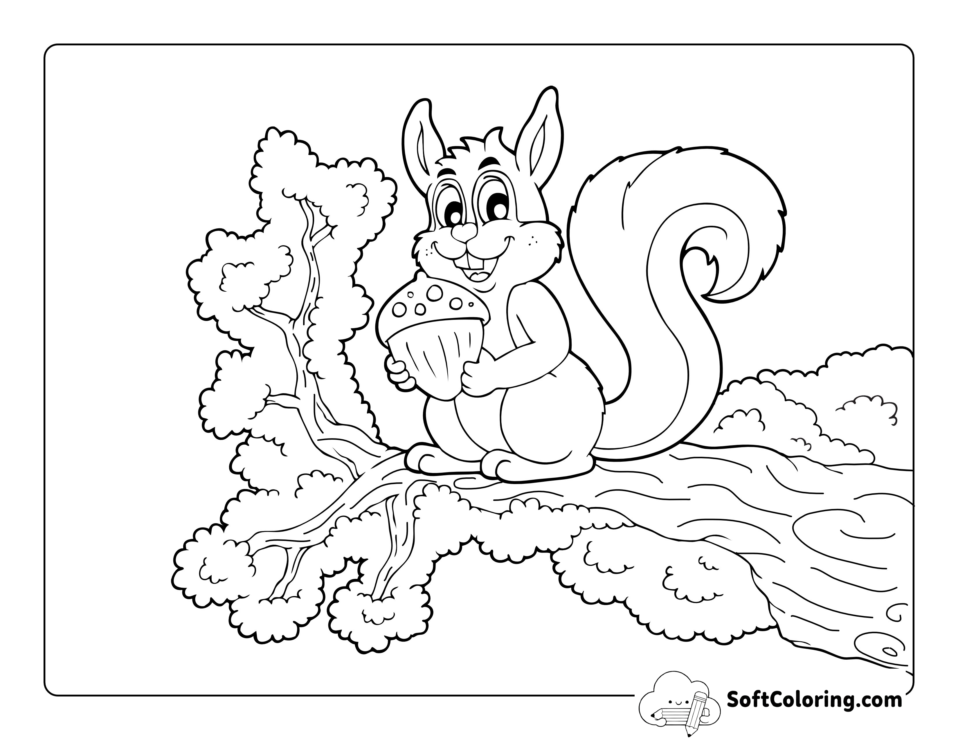 Squirrel - Animal Coloring Sheet