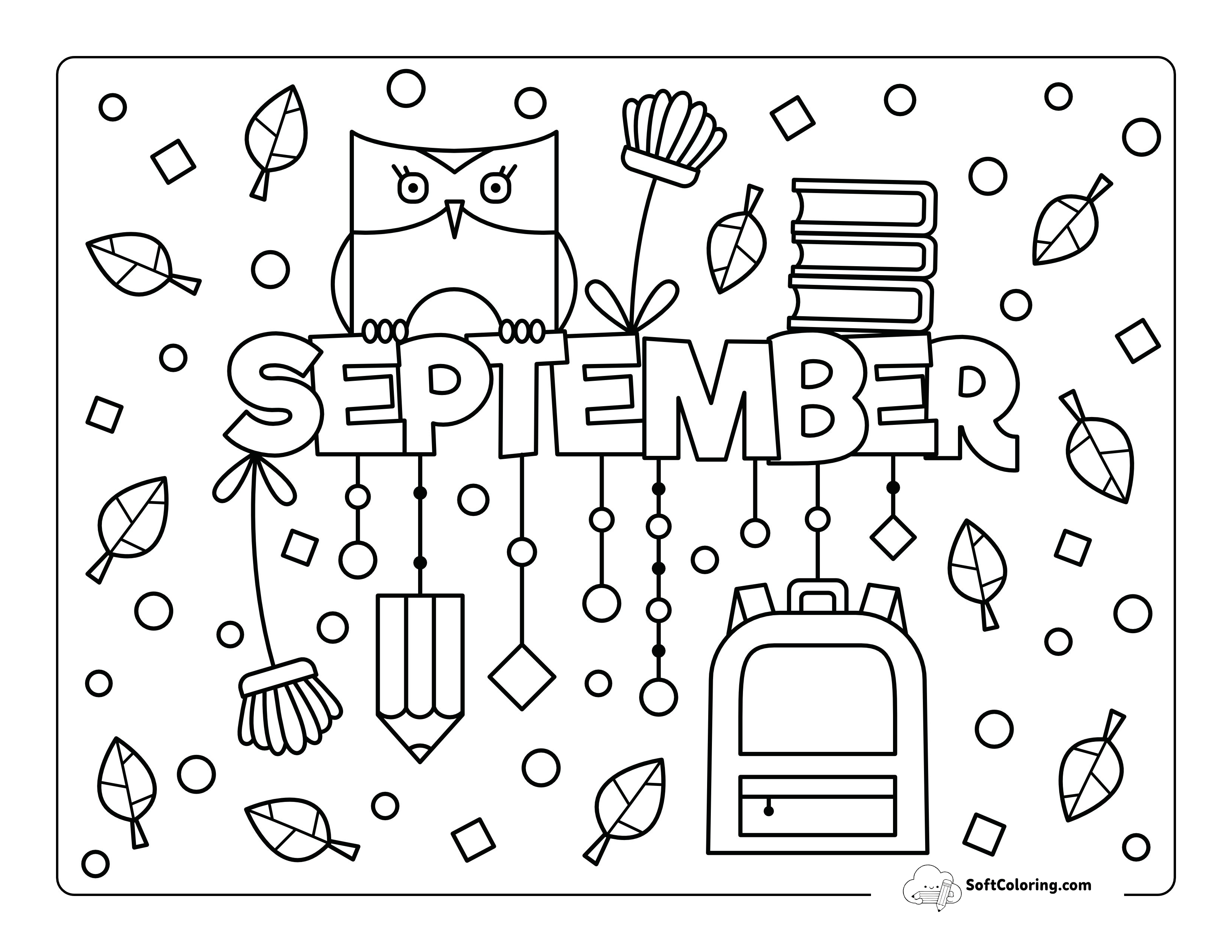 September - Fall Coloring Page