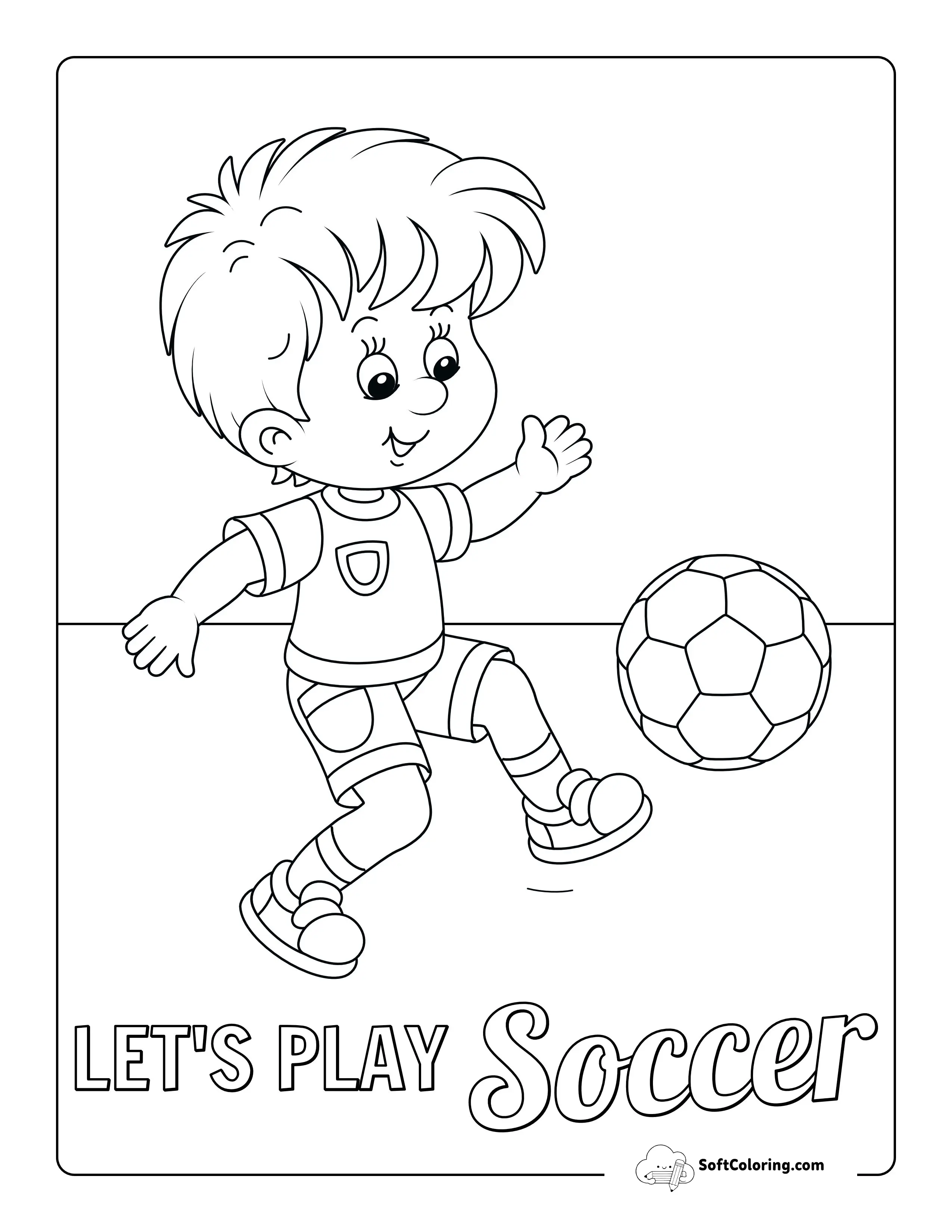Easy Soccer Practice Coloring Page For Kids