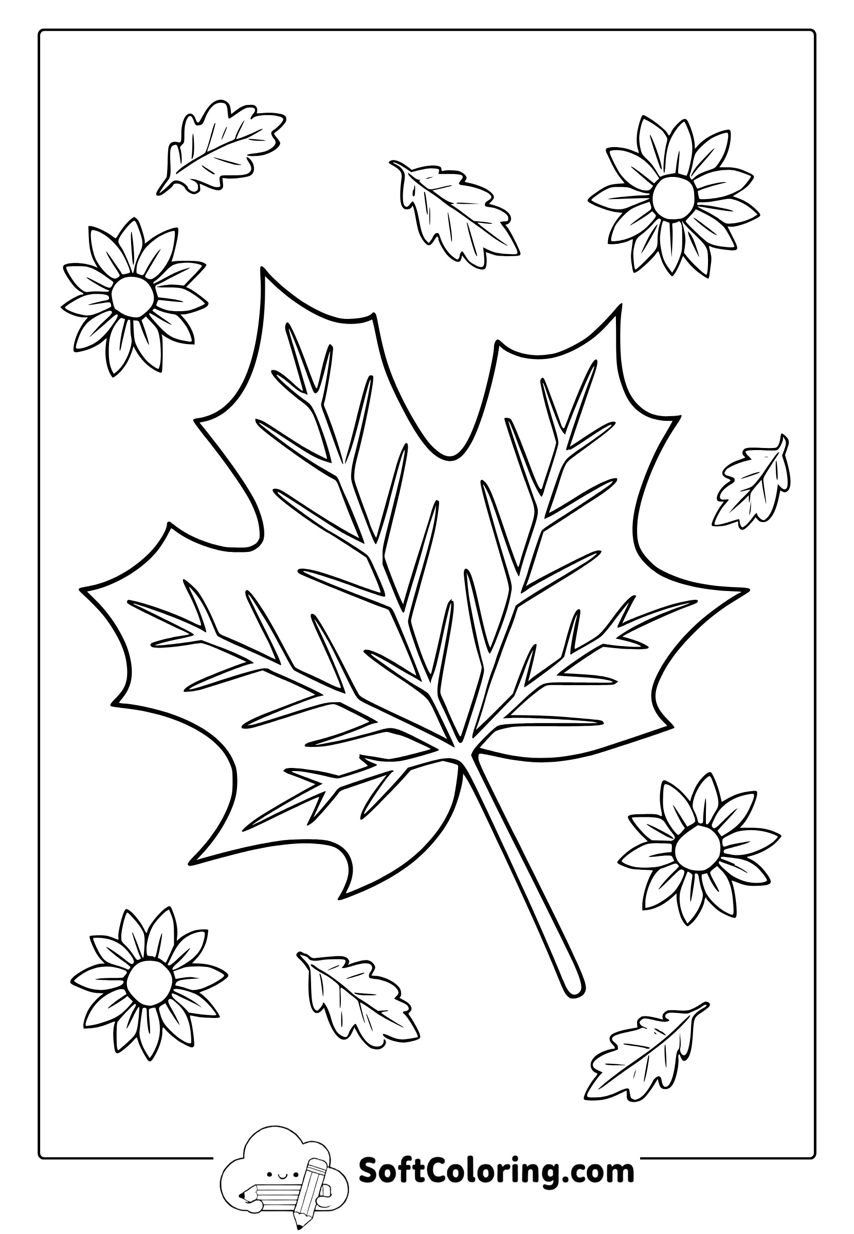 fall leaves coloring page