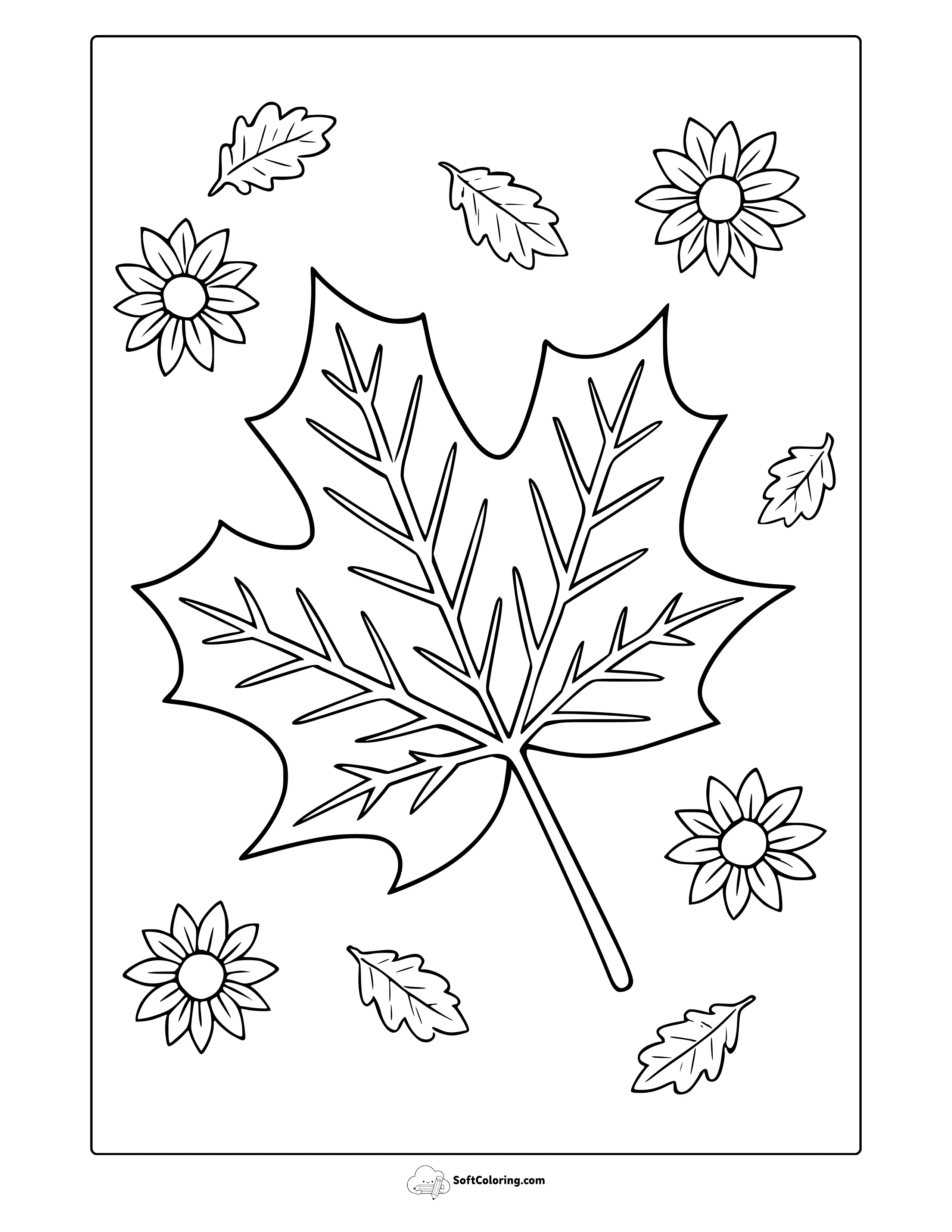 Fall Leaves Coloring Page