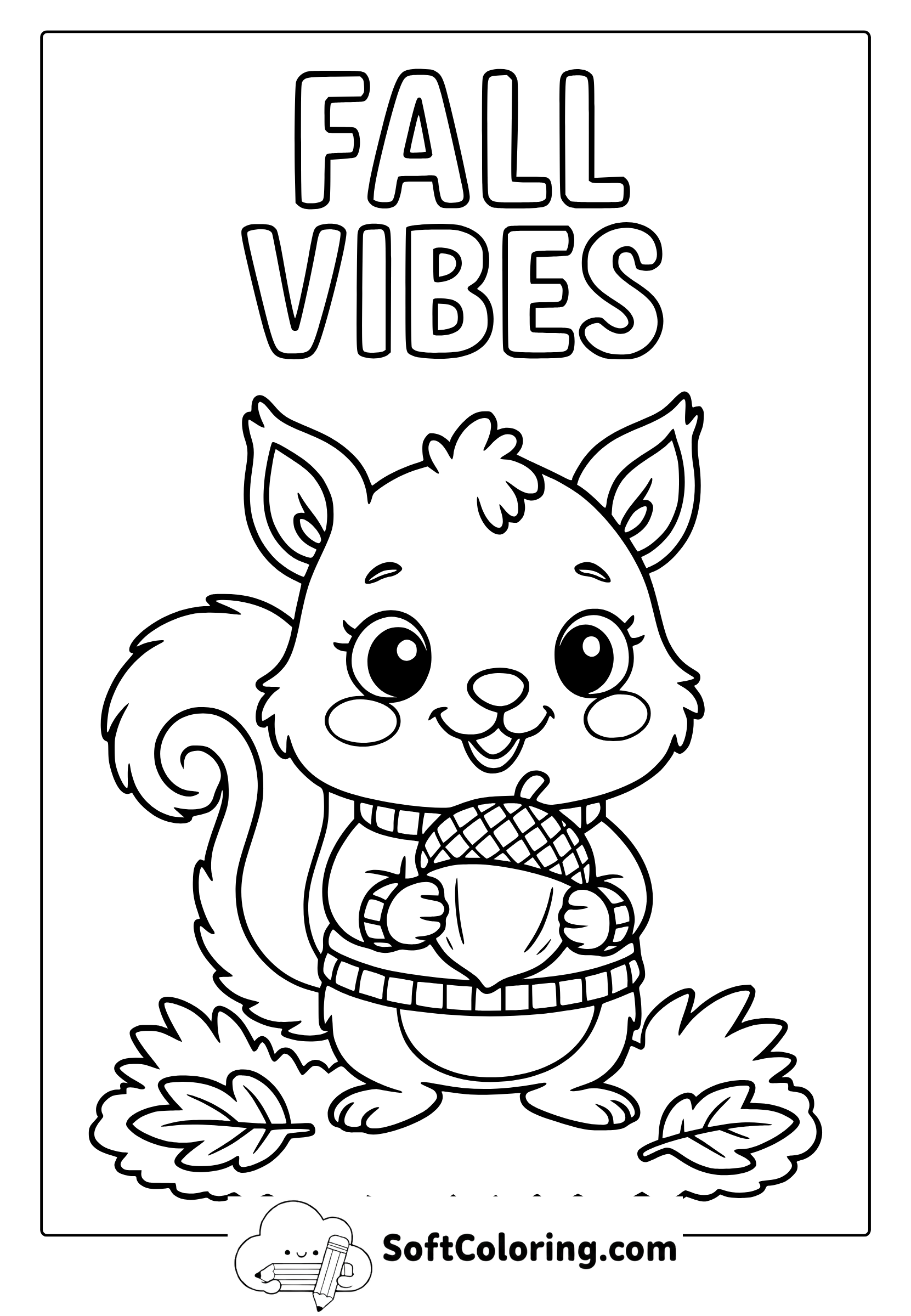 fall squirrel coloring page