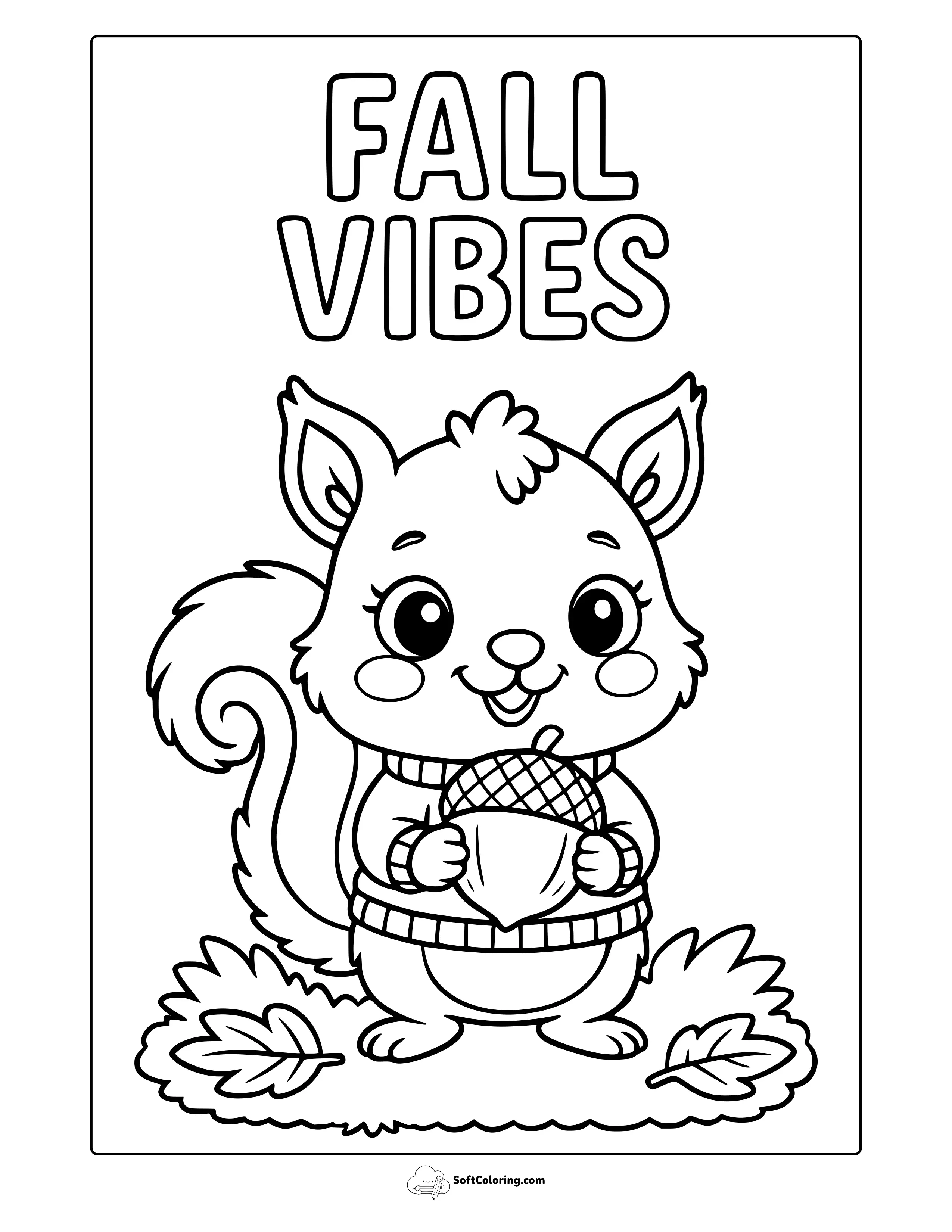 Fall Squirrel Coloring Page