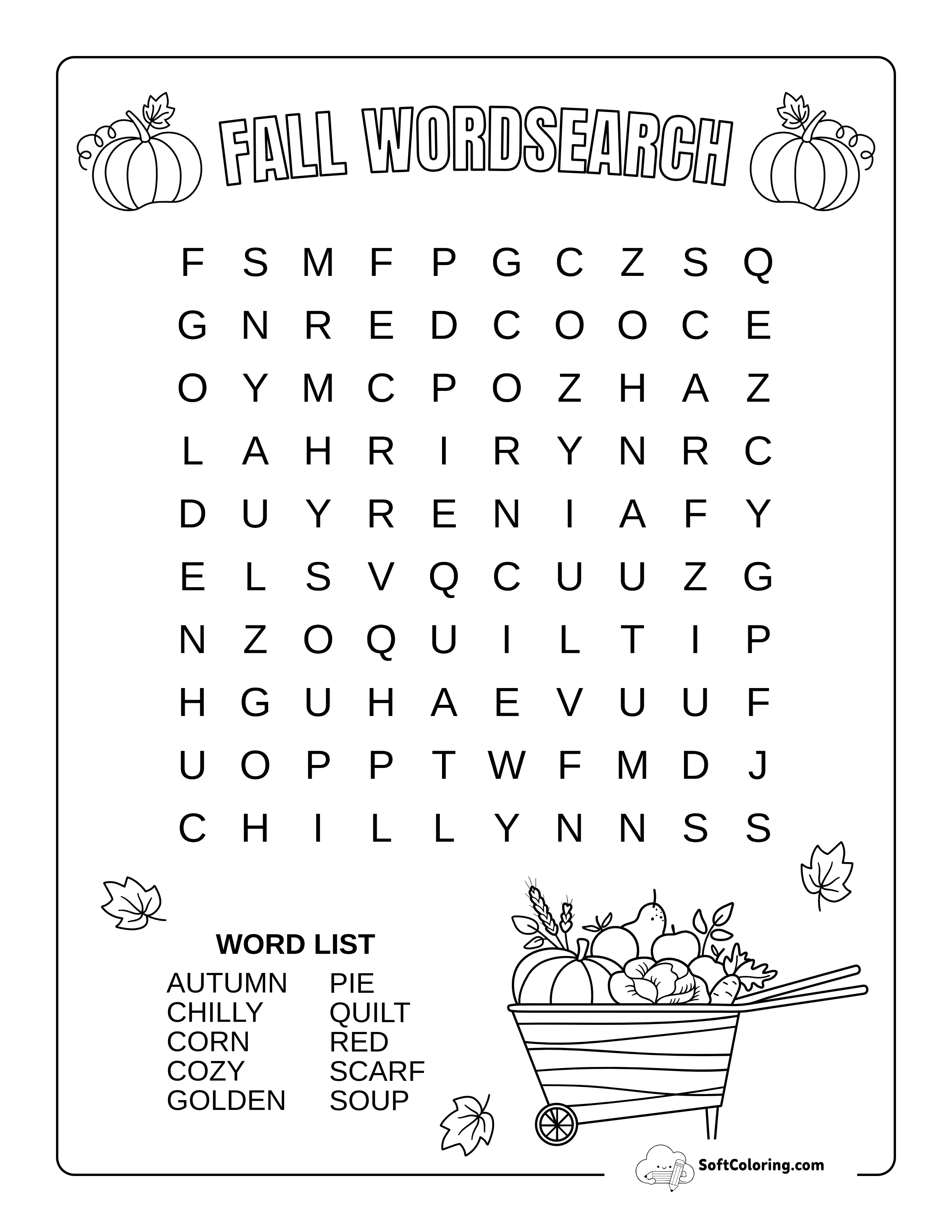 Easy Fall Word Search