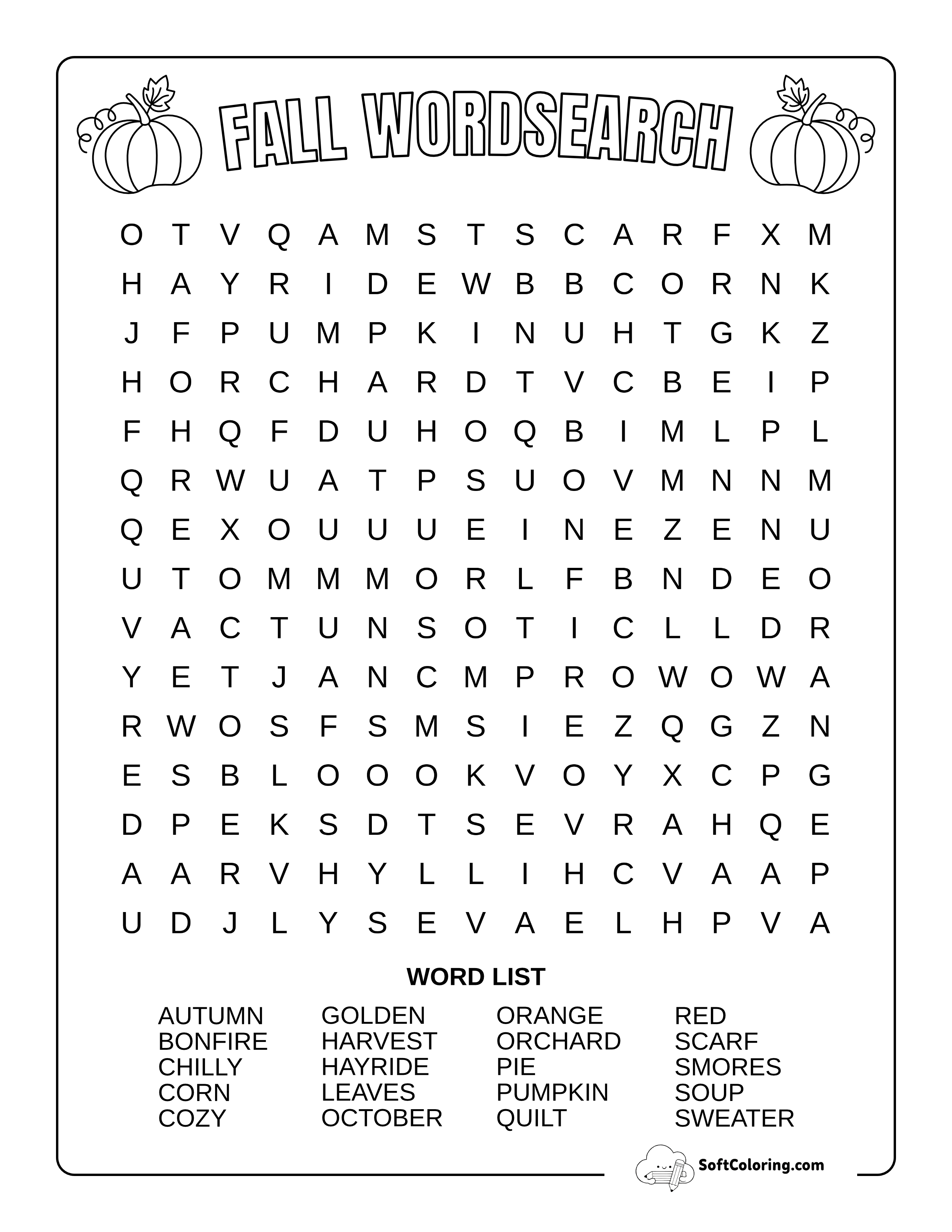 Medium Fall Word Search