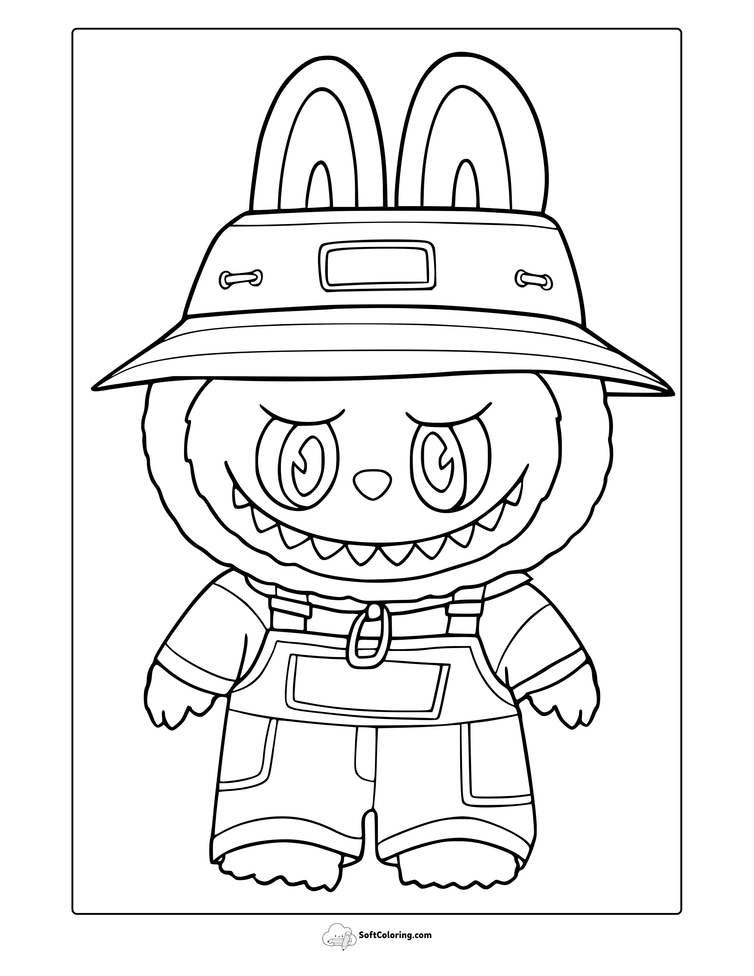 Farmer Labubu Coloring Page