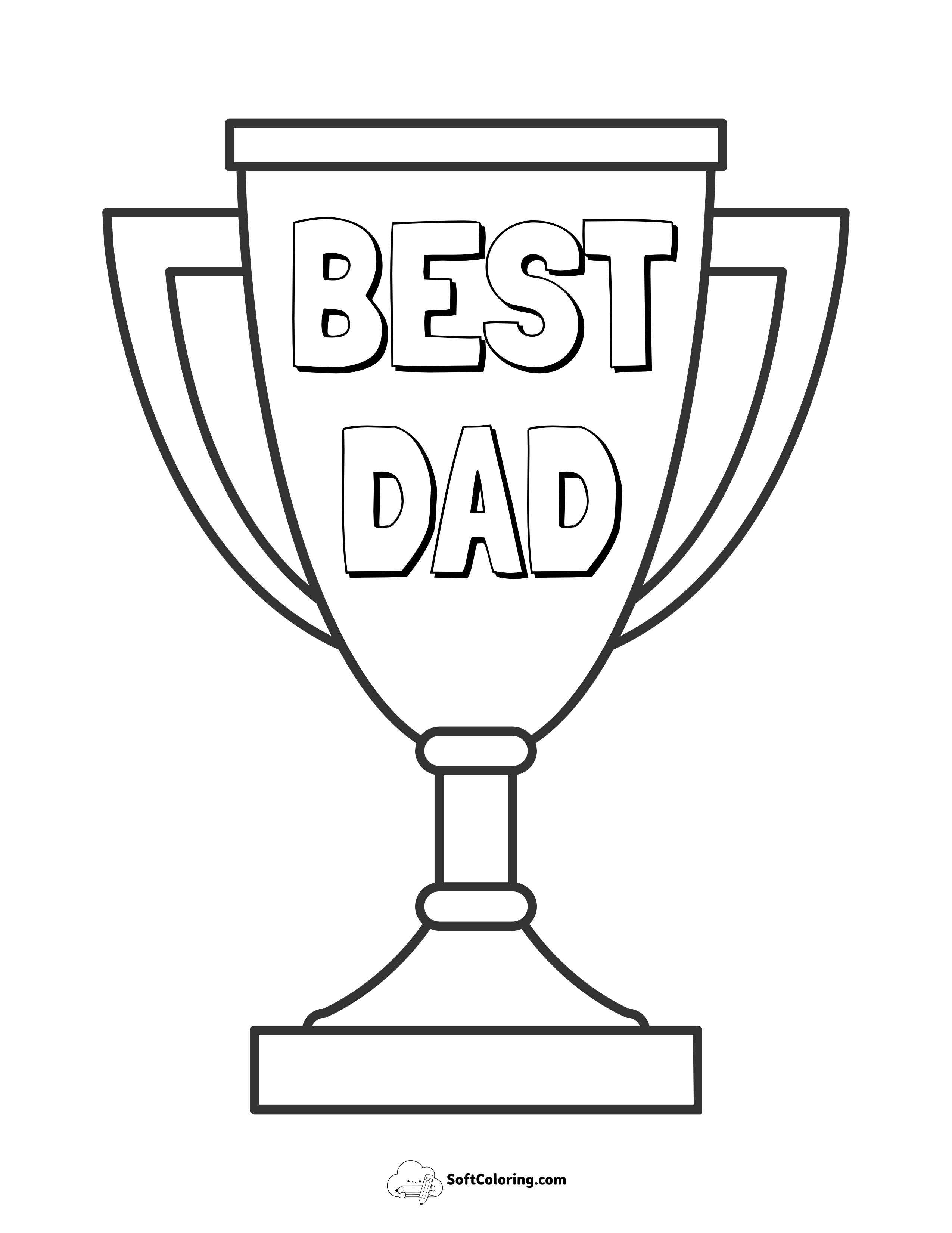 Trophy Award "Best Dad" Coloring Page