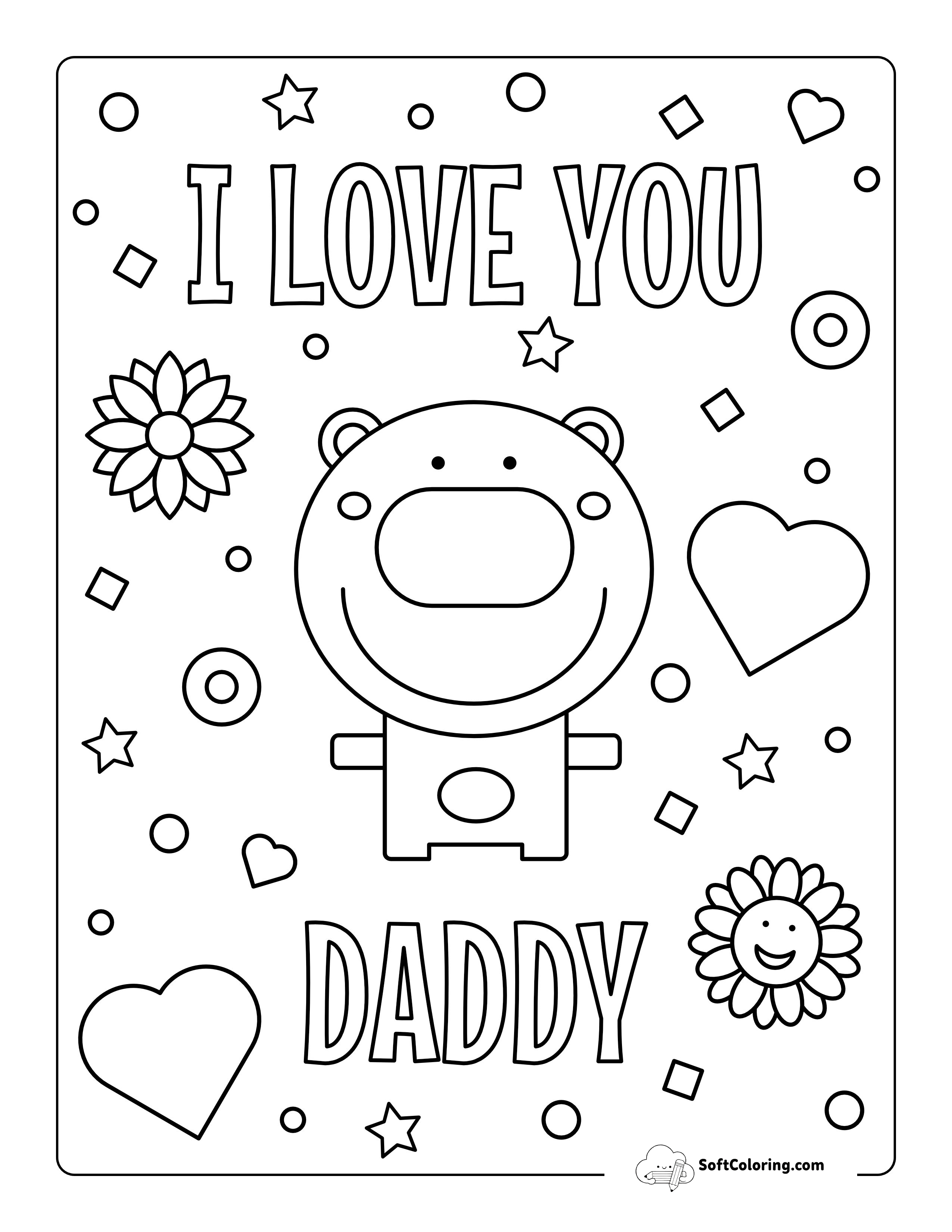 "I Love You Dad" Coloring Sheet For Preschoolers