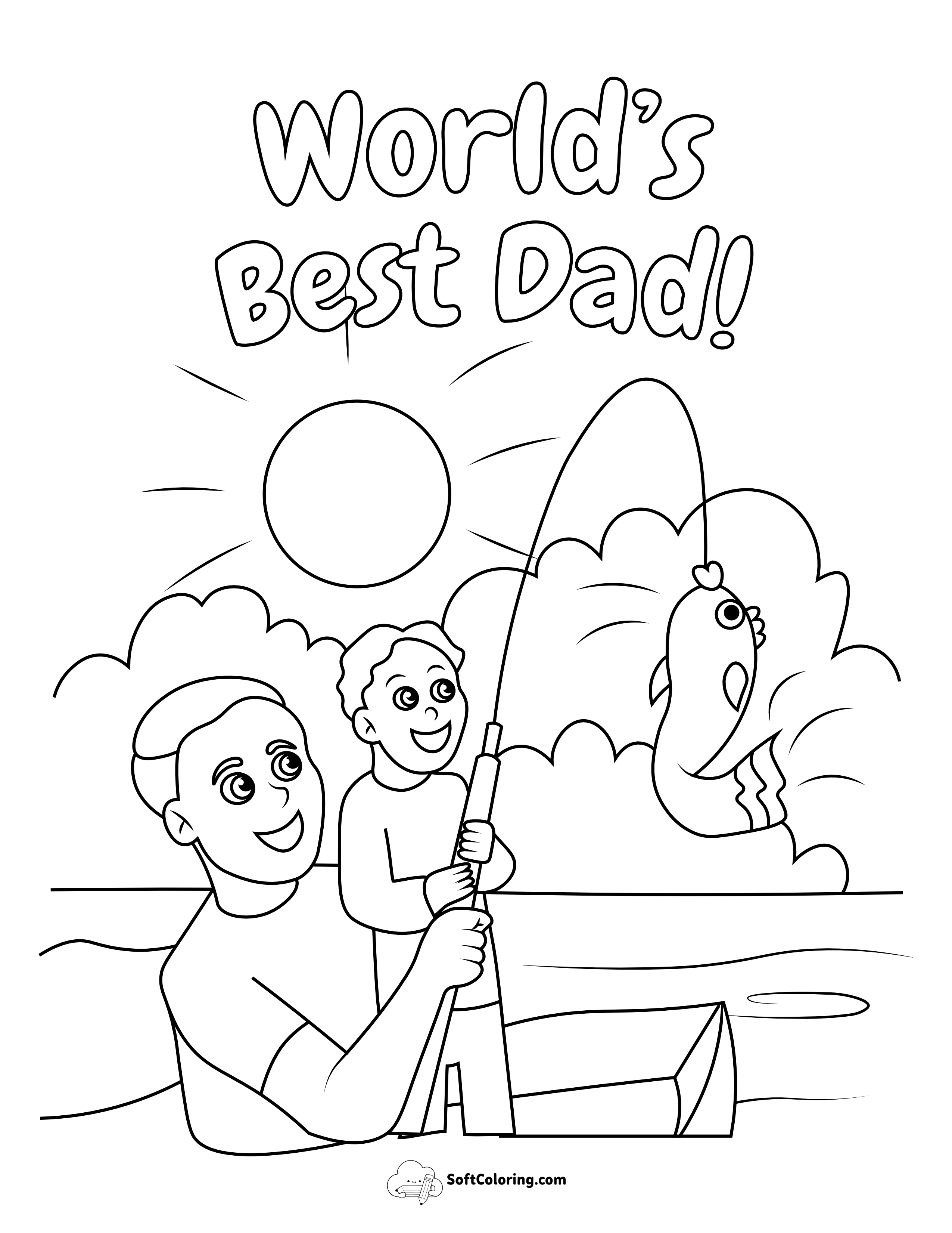 Fishing "World's Best Dad" Coloring Page