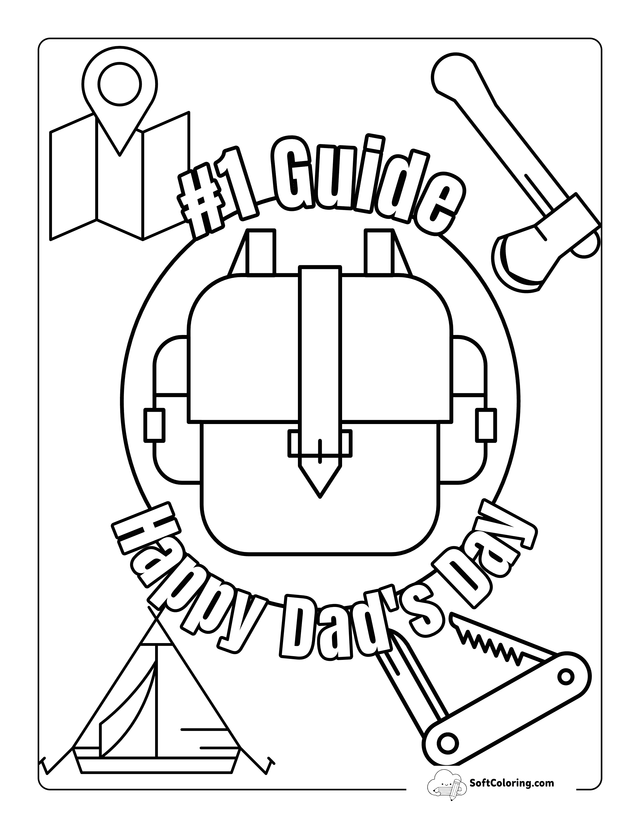*New* "#1 Guide" Outdoors Happy Dad's Day Coloring Sheet