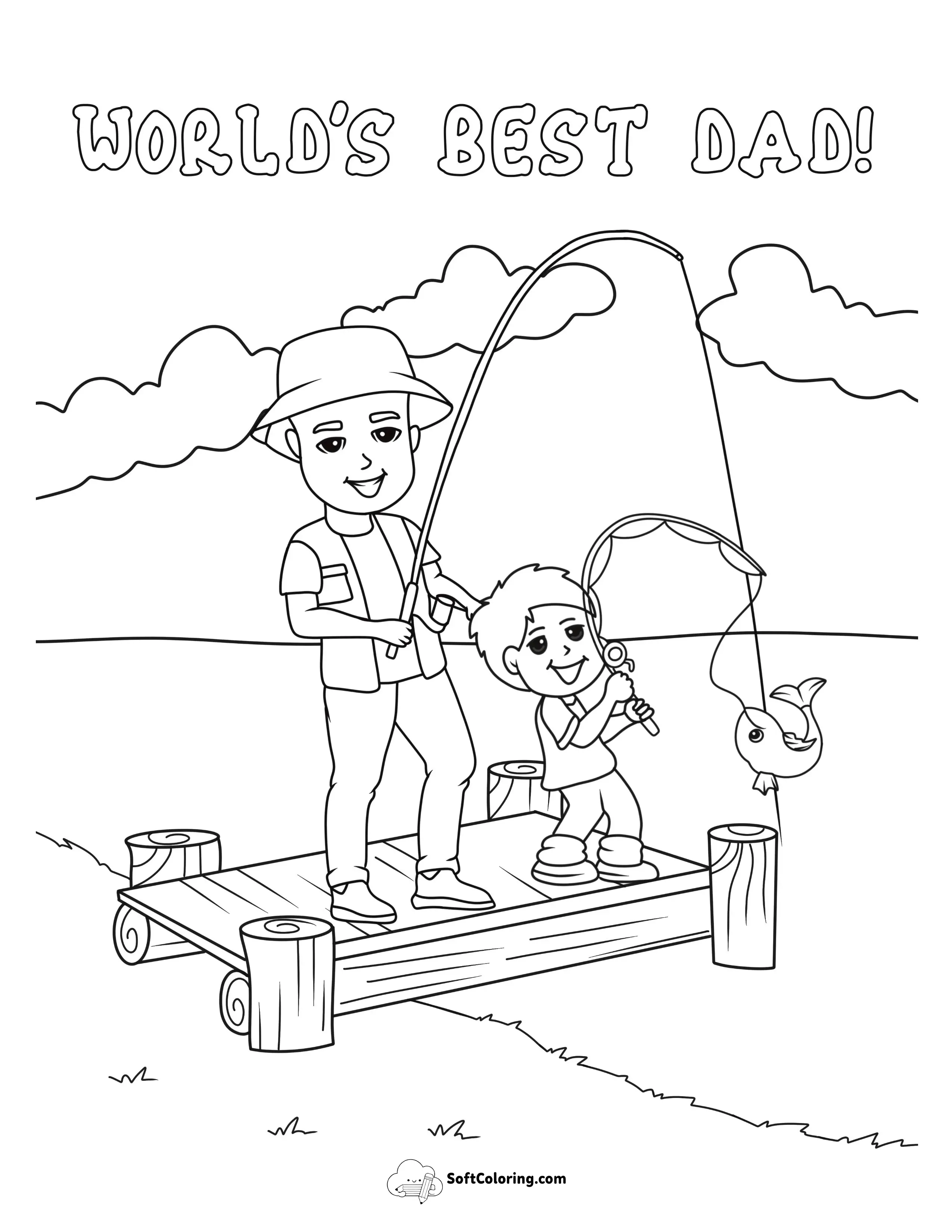 Father And Son Fishing Picture To Color