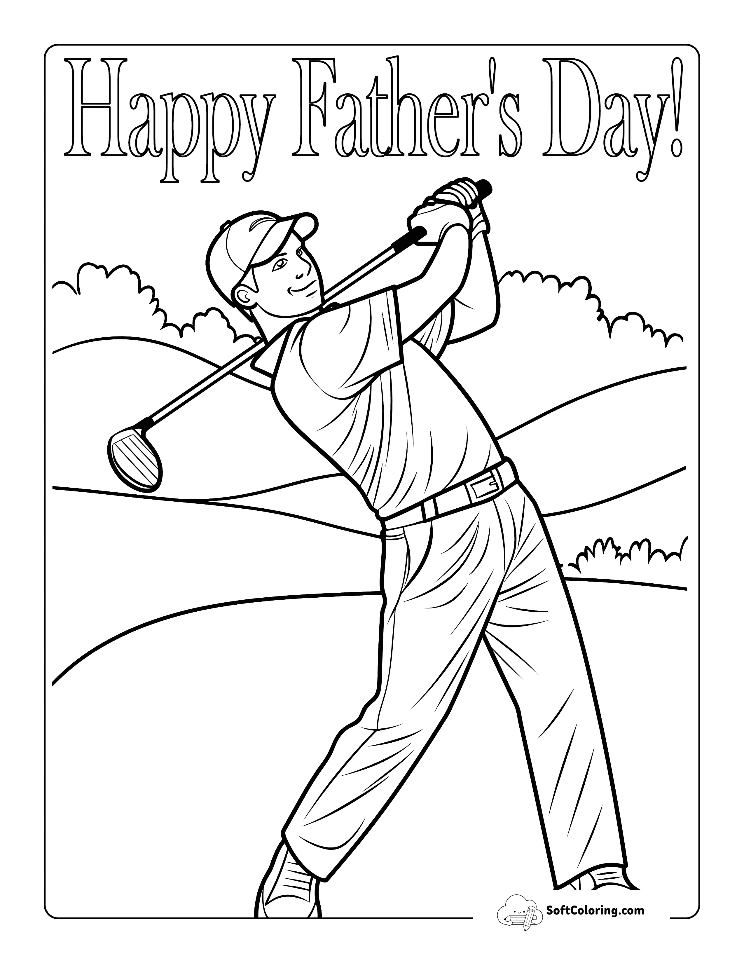 *New* Golfing Happy Father's Day Coloring Page