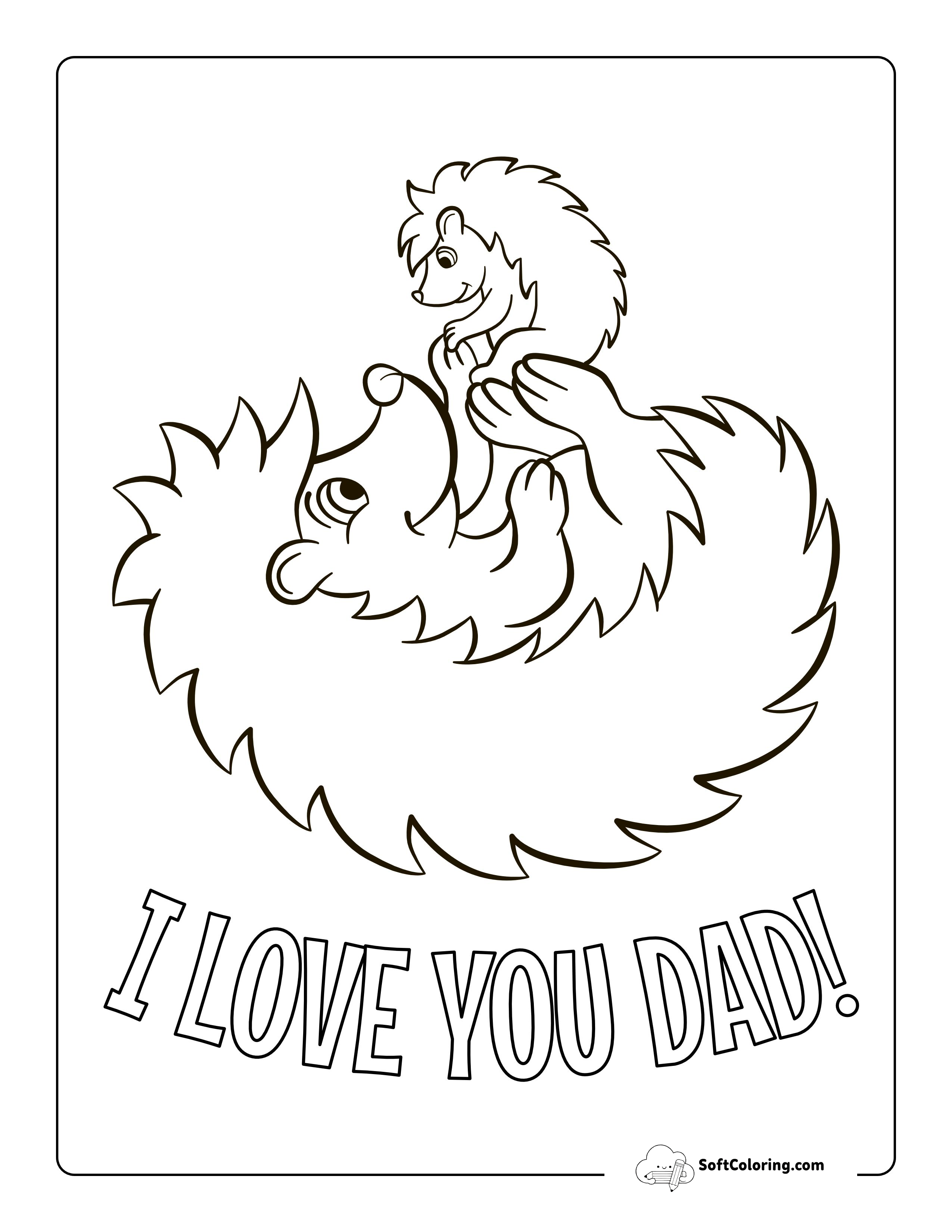 Cute "I Love You Dad" Father's Day Coloring Page