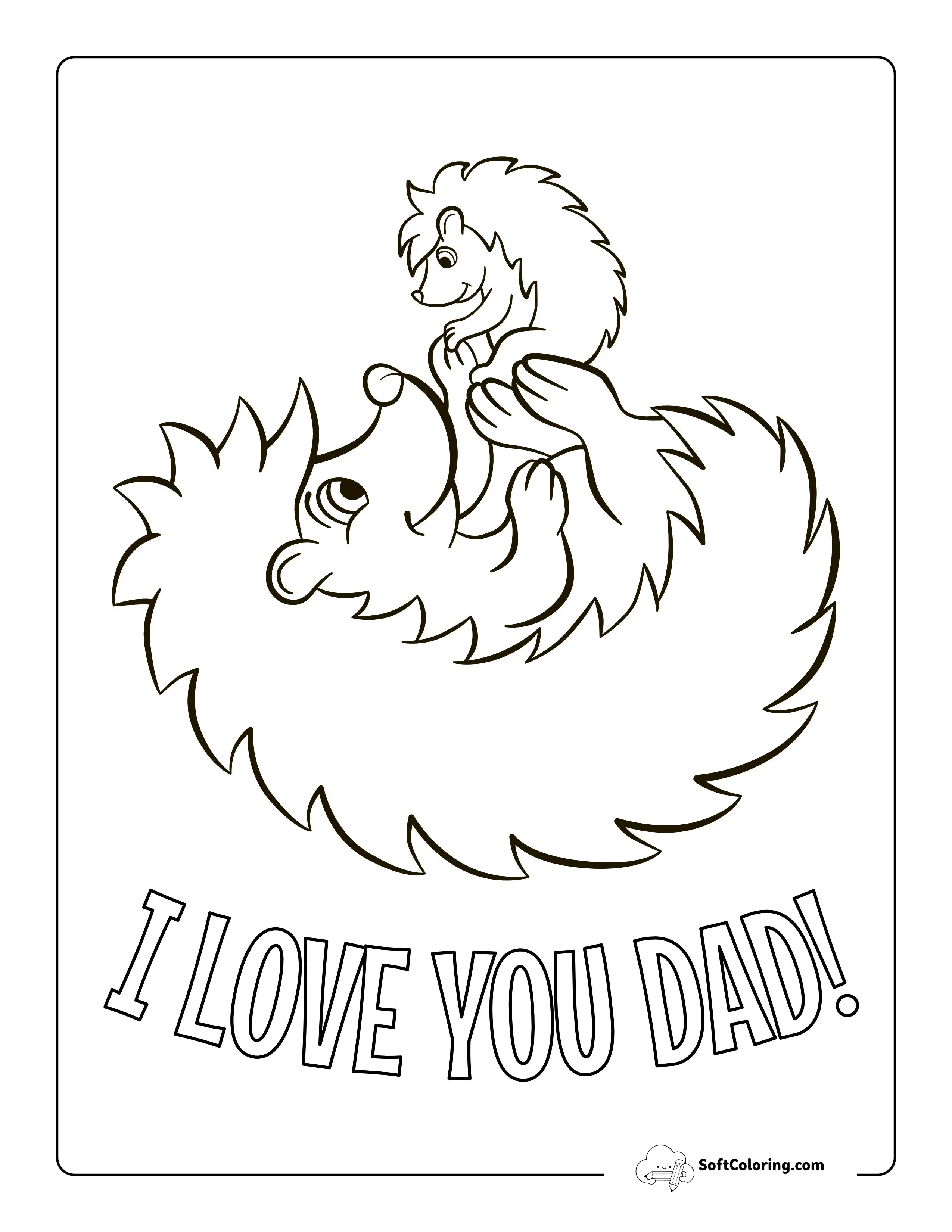 Cute "I Love You Dad" Father's Day Coloring Page
