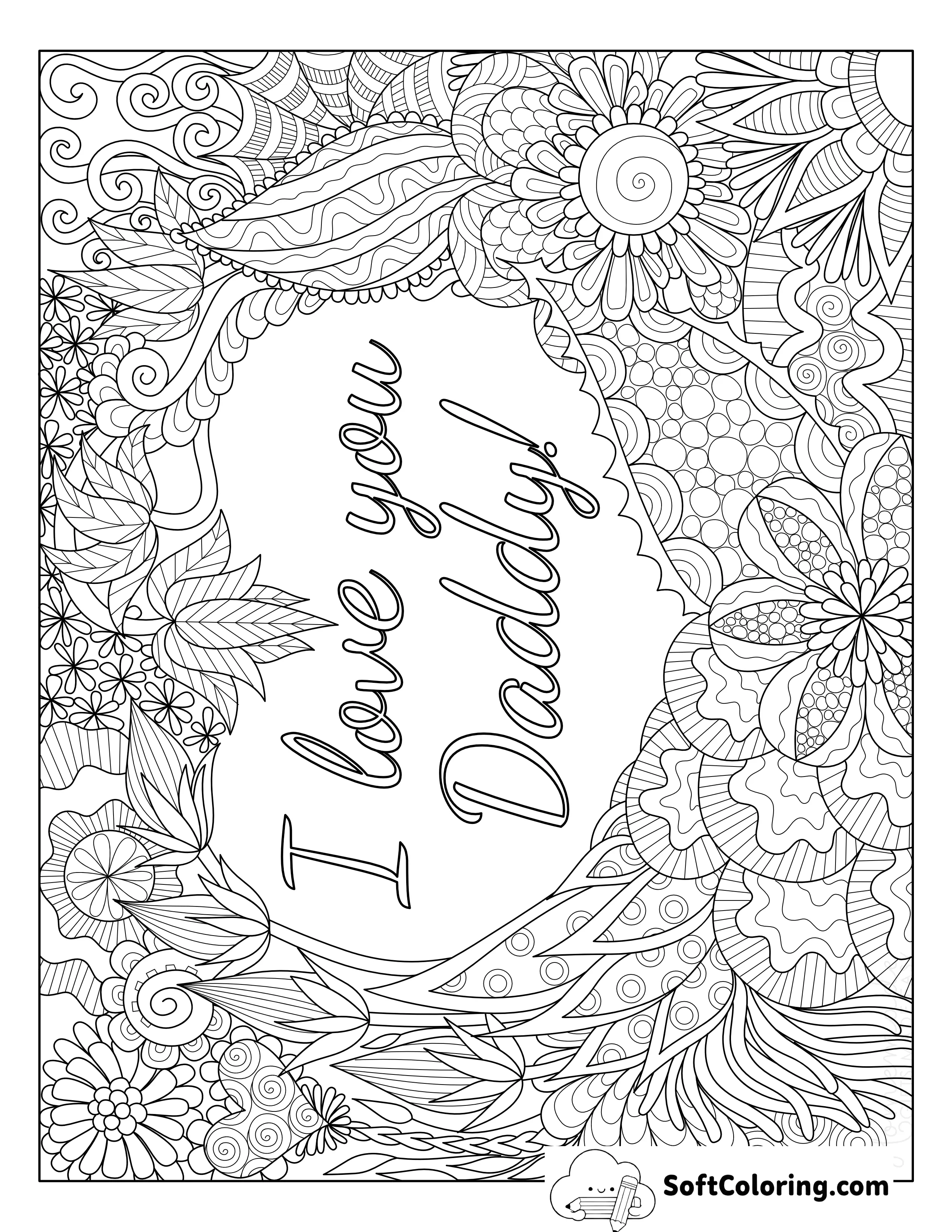 "I Love You Daddy" Coloring Page For Teens