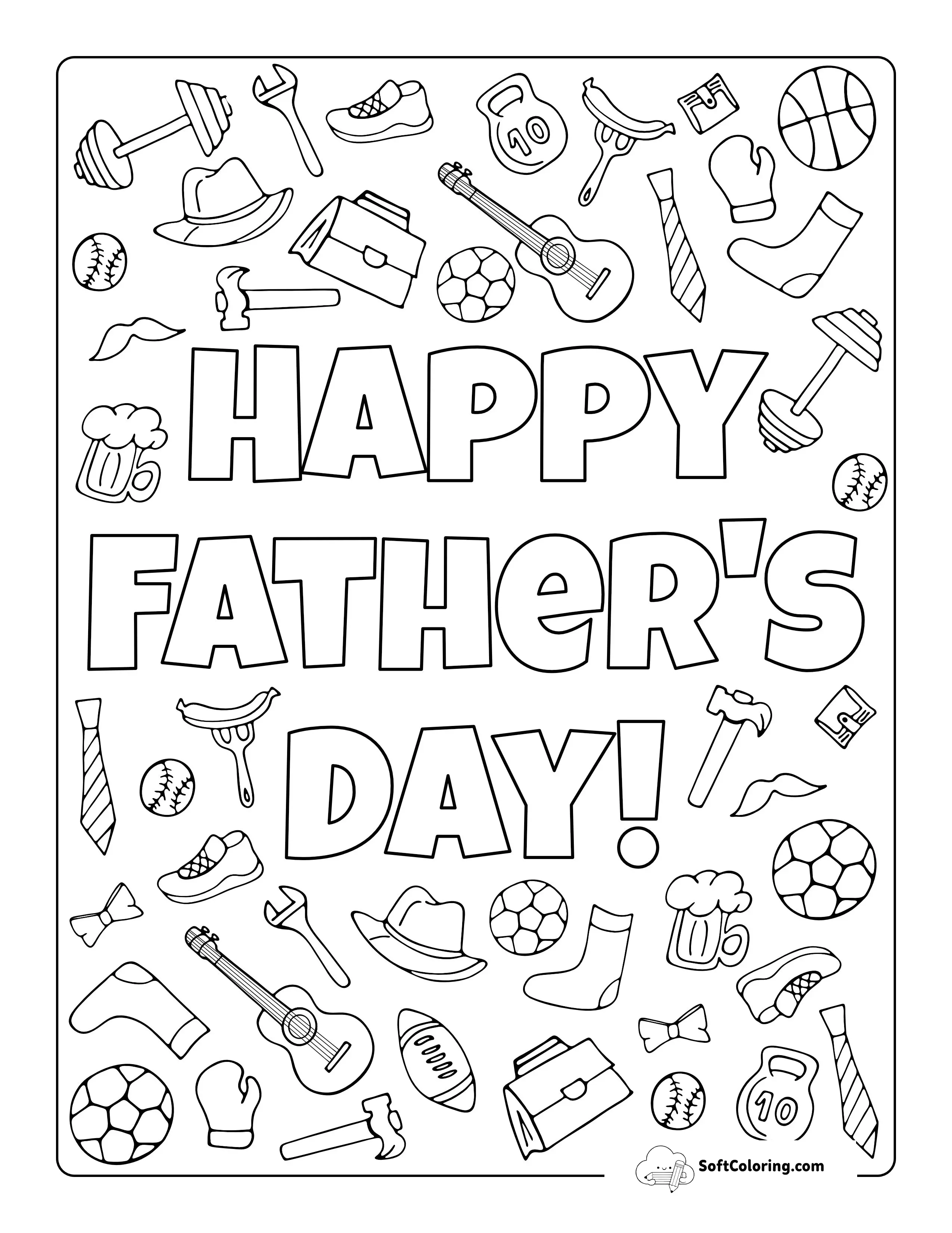 "Happy Father's Day" Coloring Page For Kids