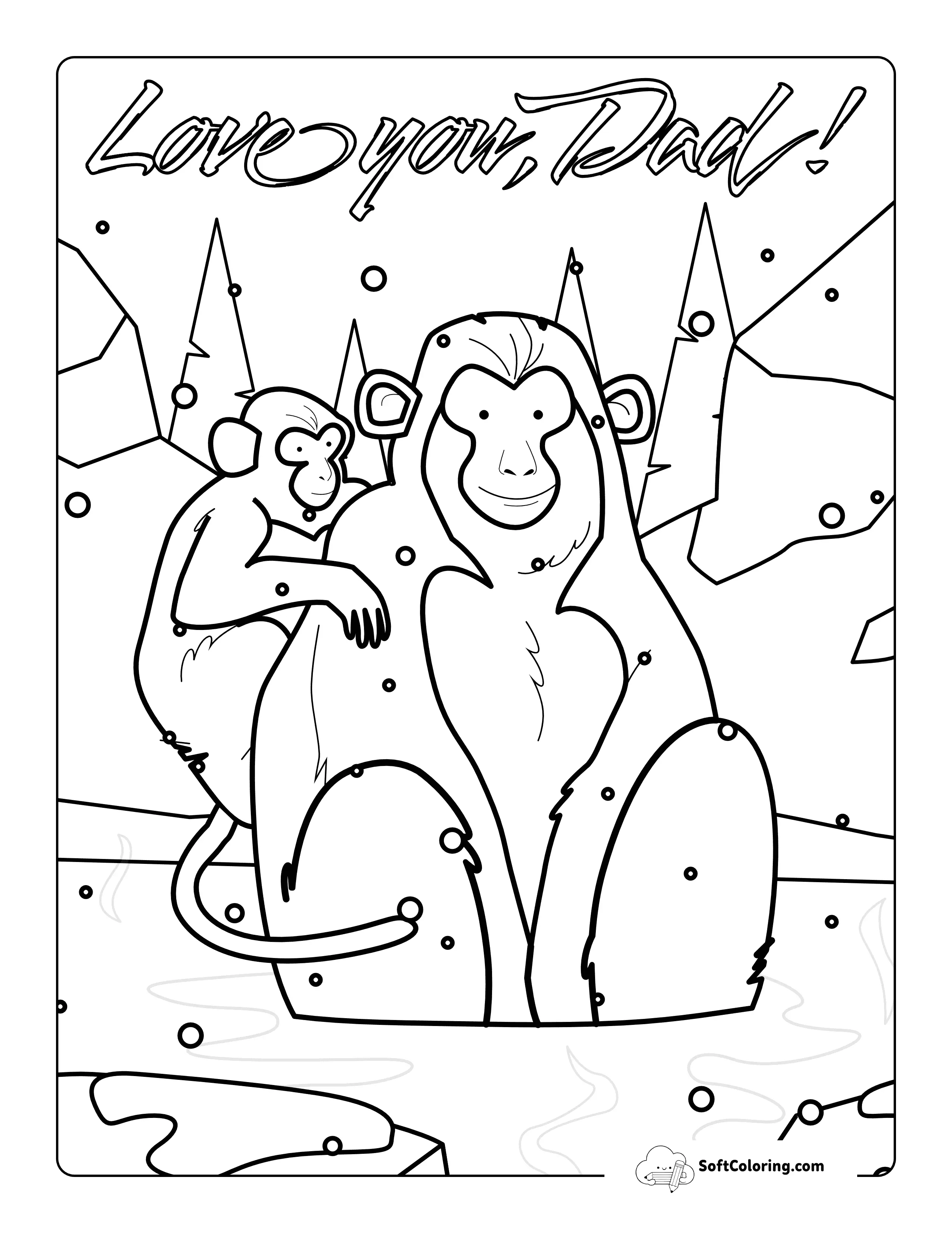 *New* "Love You, Dad" Cute Monkey Father's Day Coloring Sheet