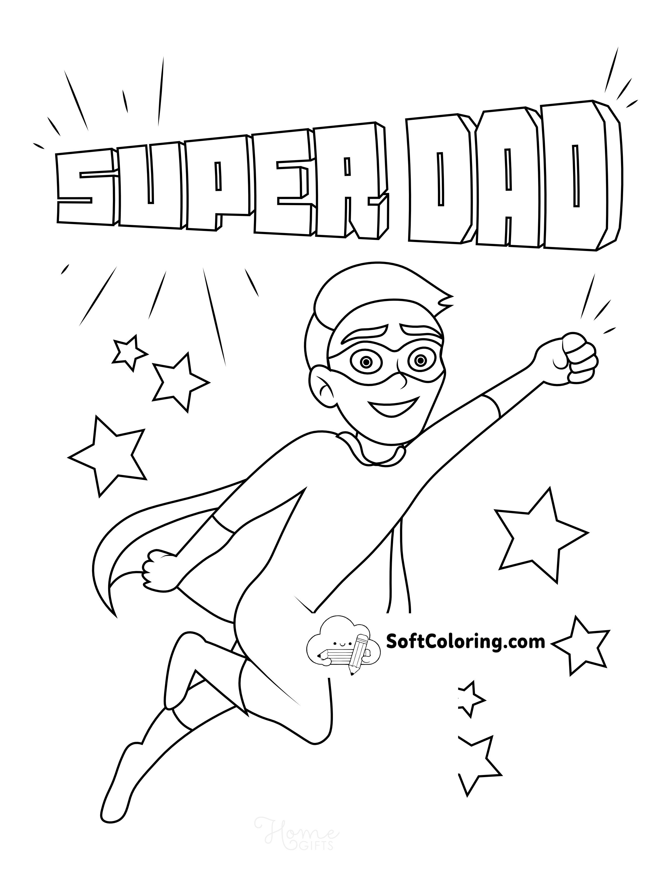 "Super Dad" Printable Coloring Page