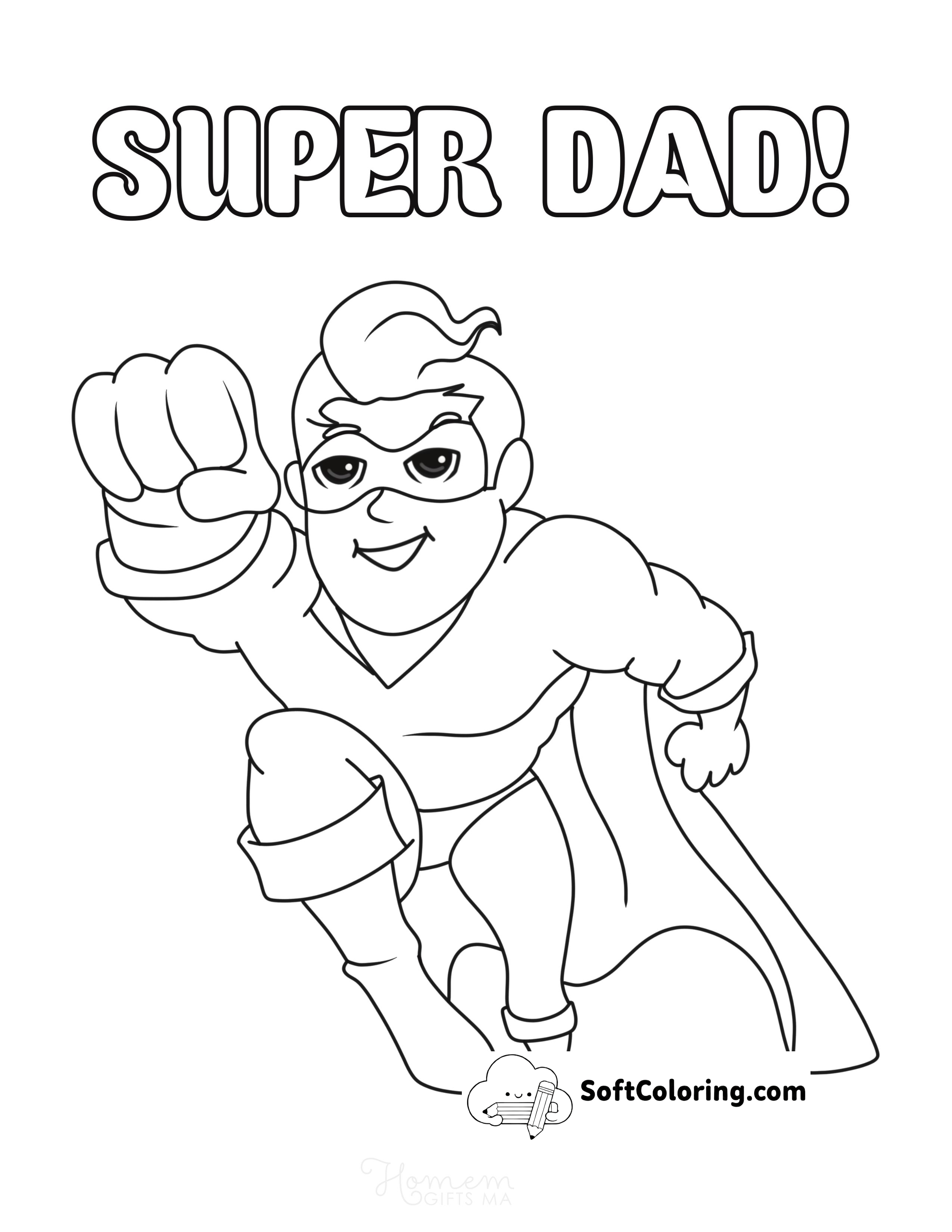 Cartoon "Super Dad" Coloring Sheet
