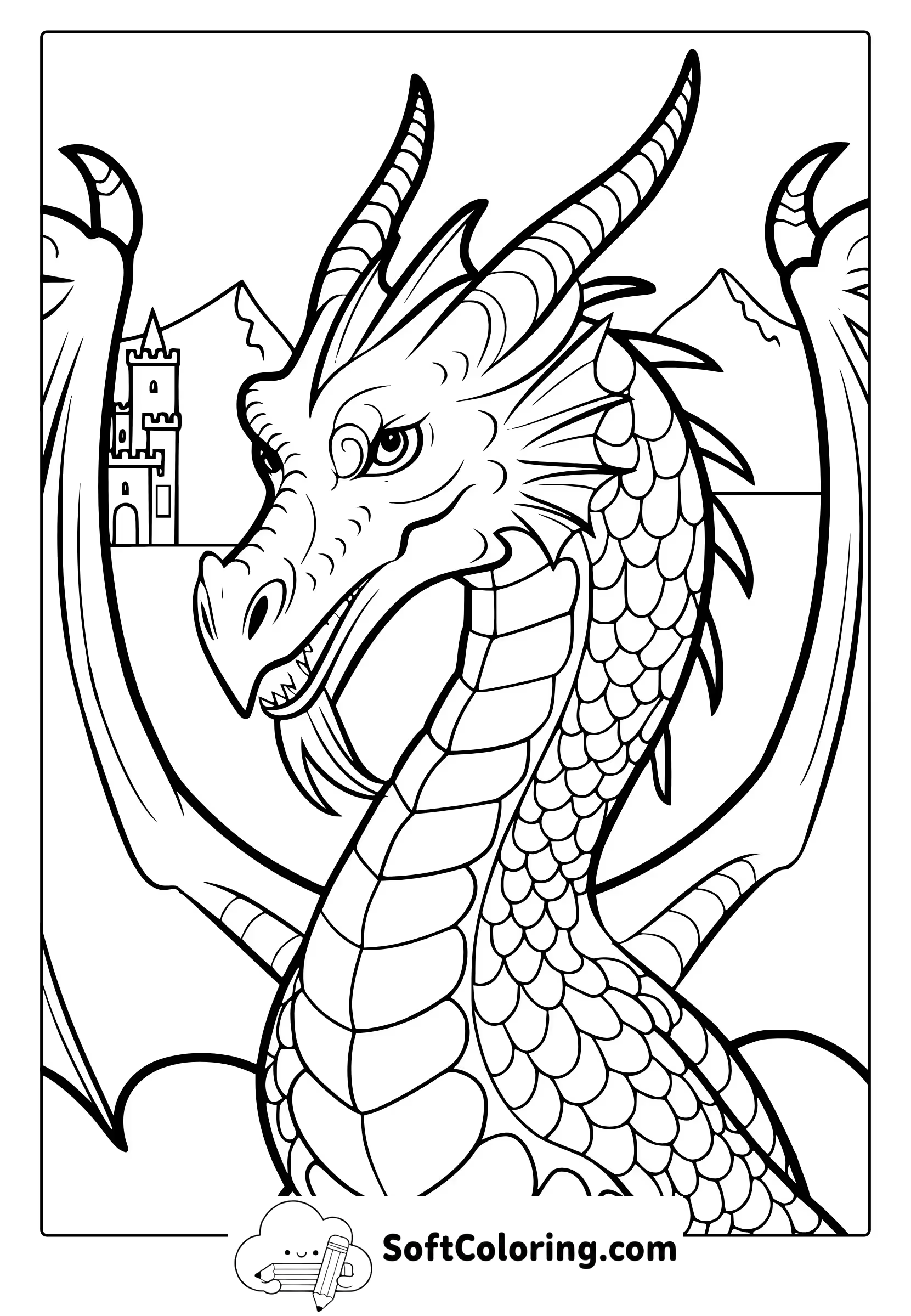 Fierce Looking Dragon Coloring Page