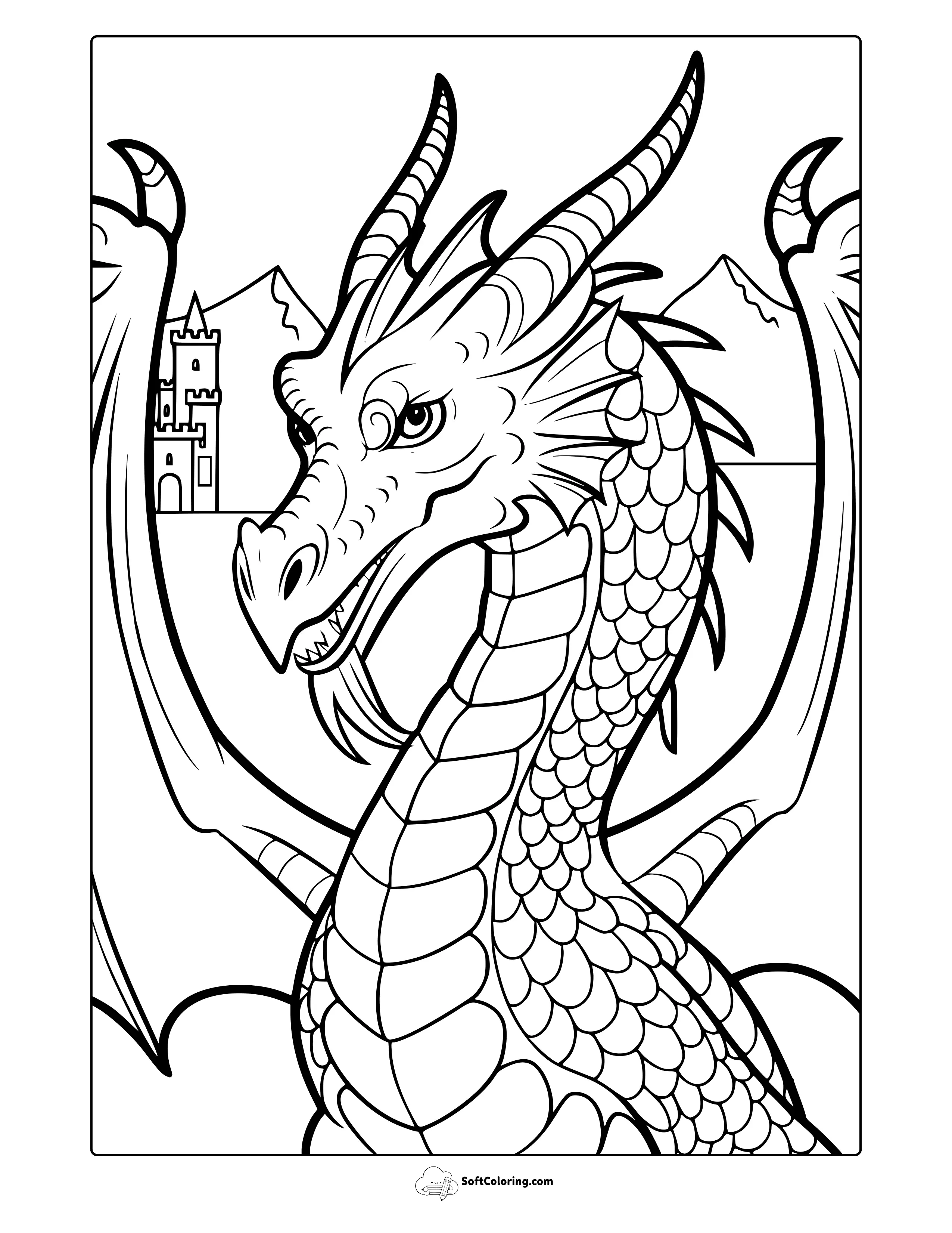 Fierce Looking Dragon Coloring Page