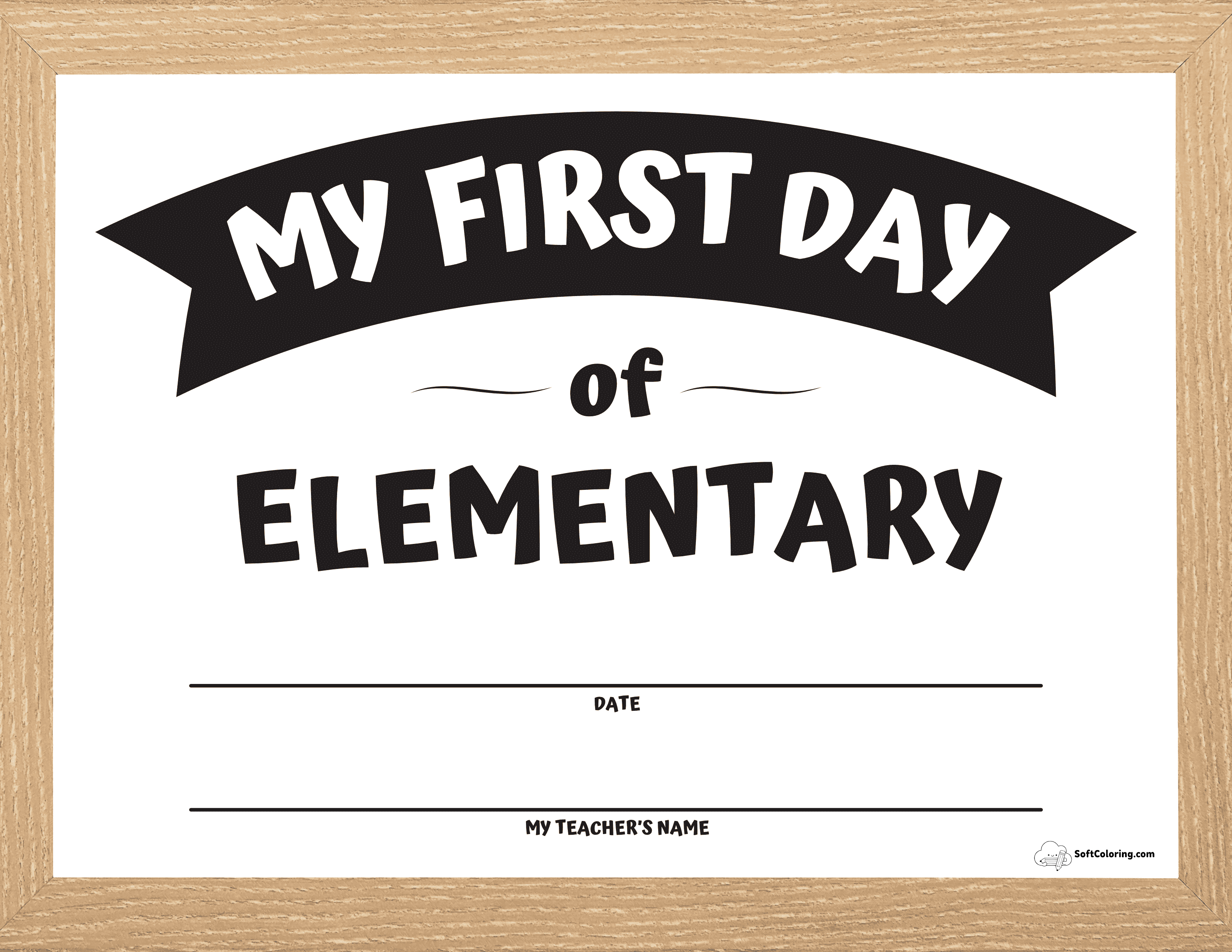 First Day Of School Sign Printable With Wooden Frame