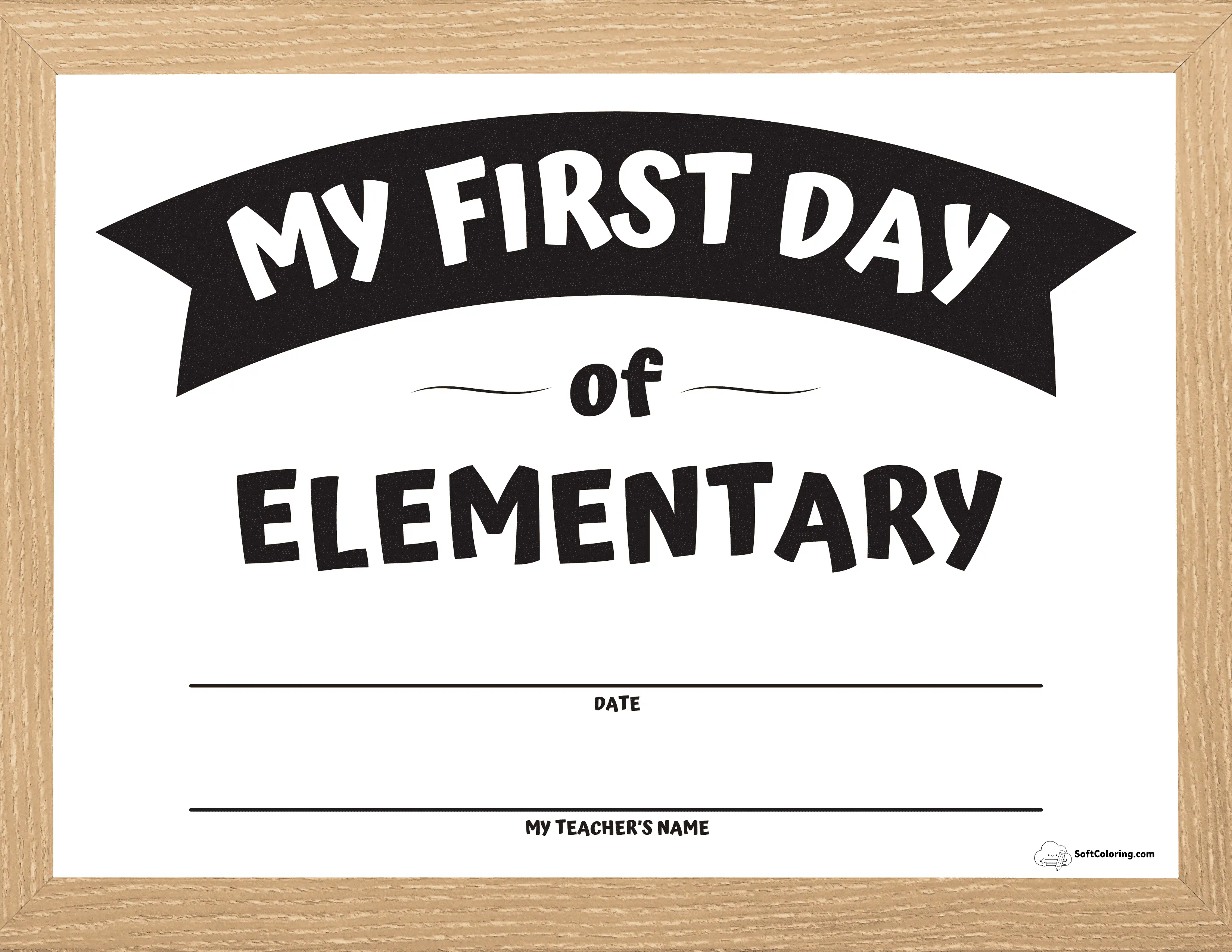 First Day Of School Sign Printable With Wooden Frame