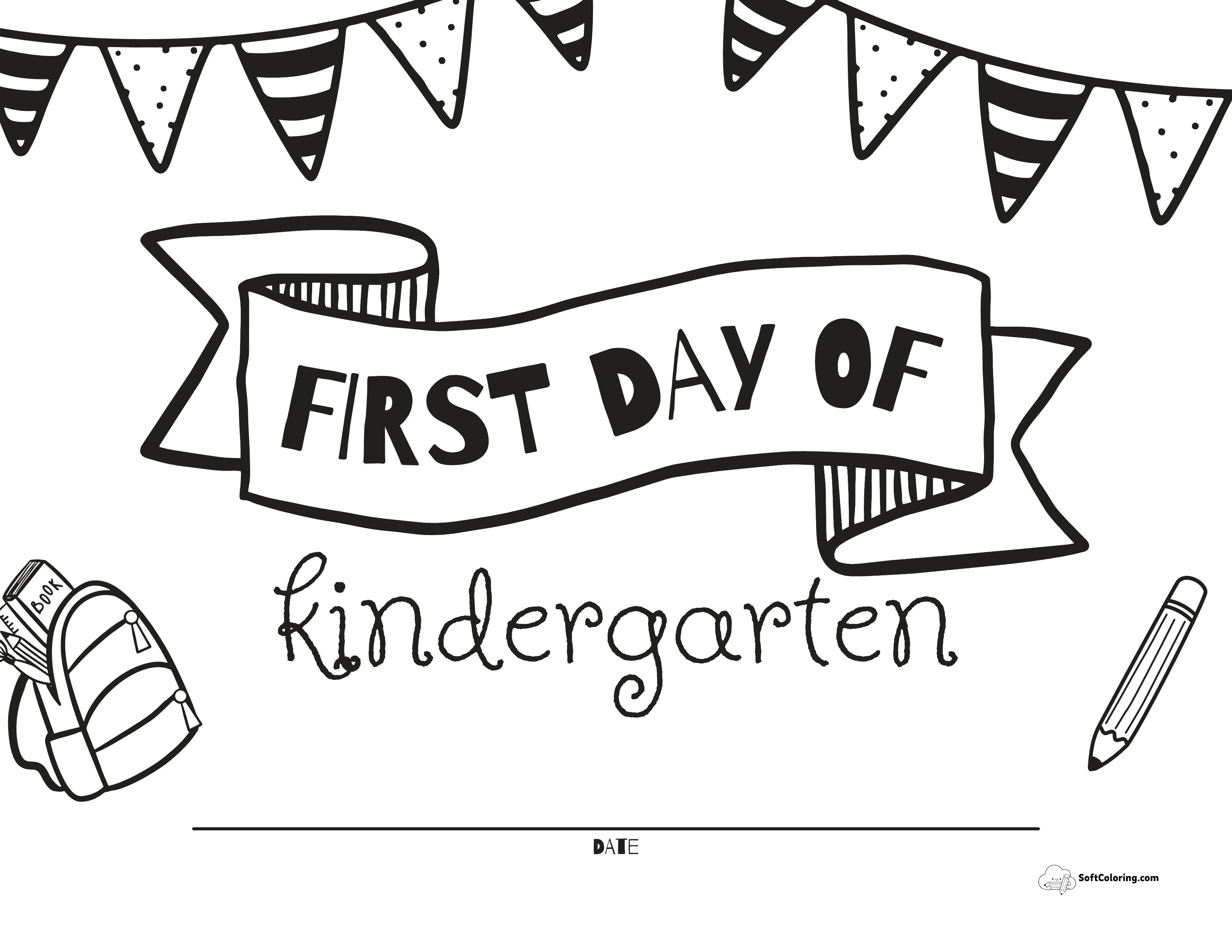 Simple Printable First Day Of Kindergarten Sign
