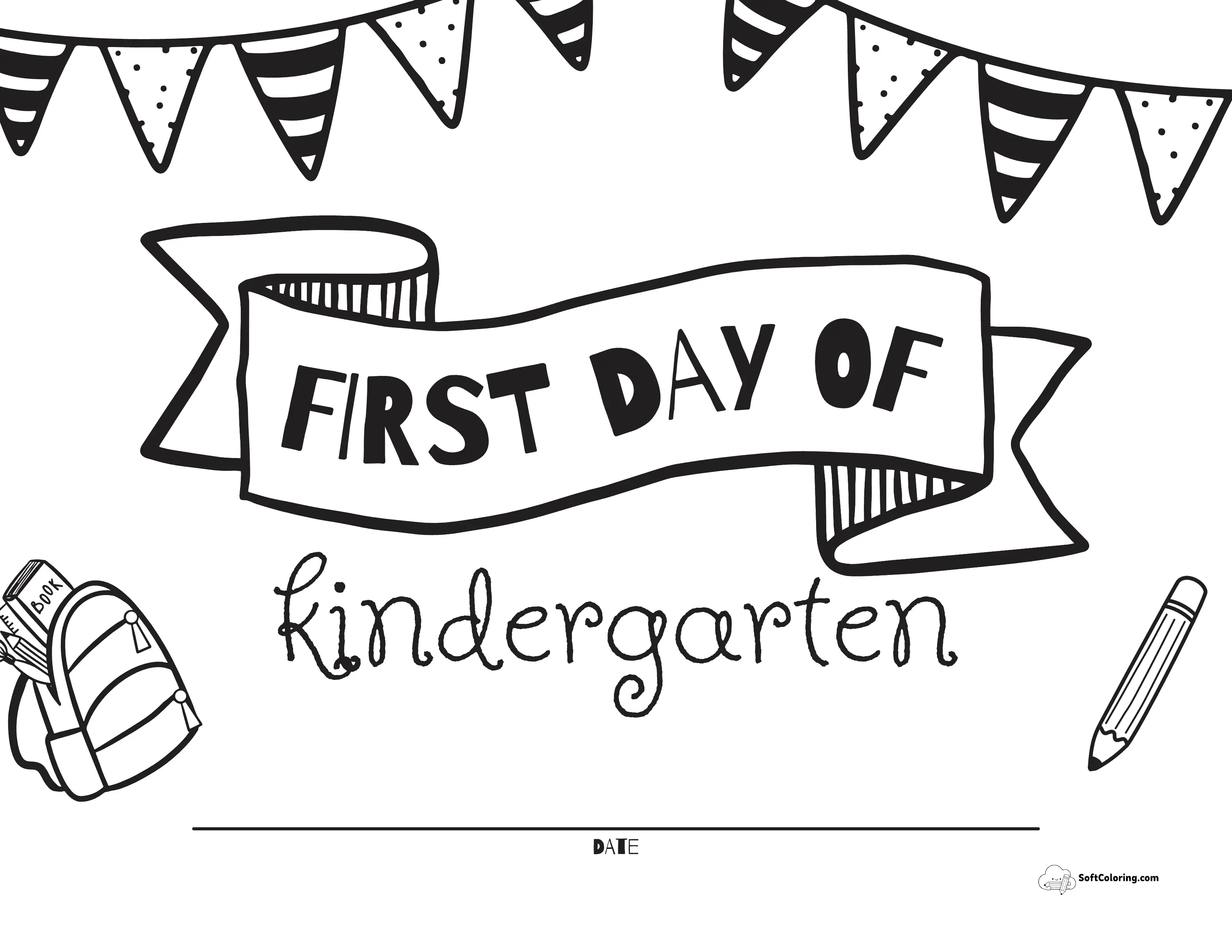 Simple Printable First Day Of Kindergarten Sign