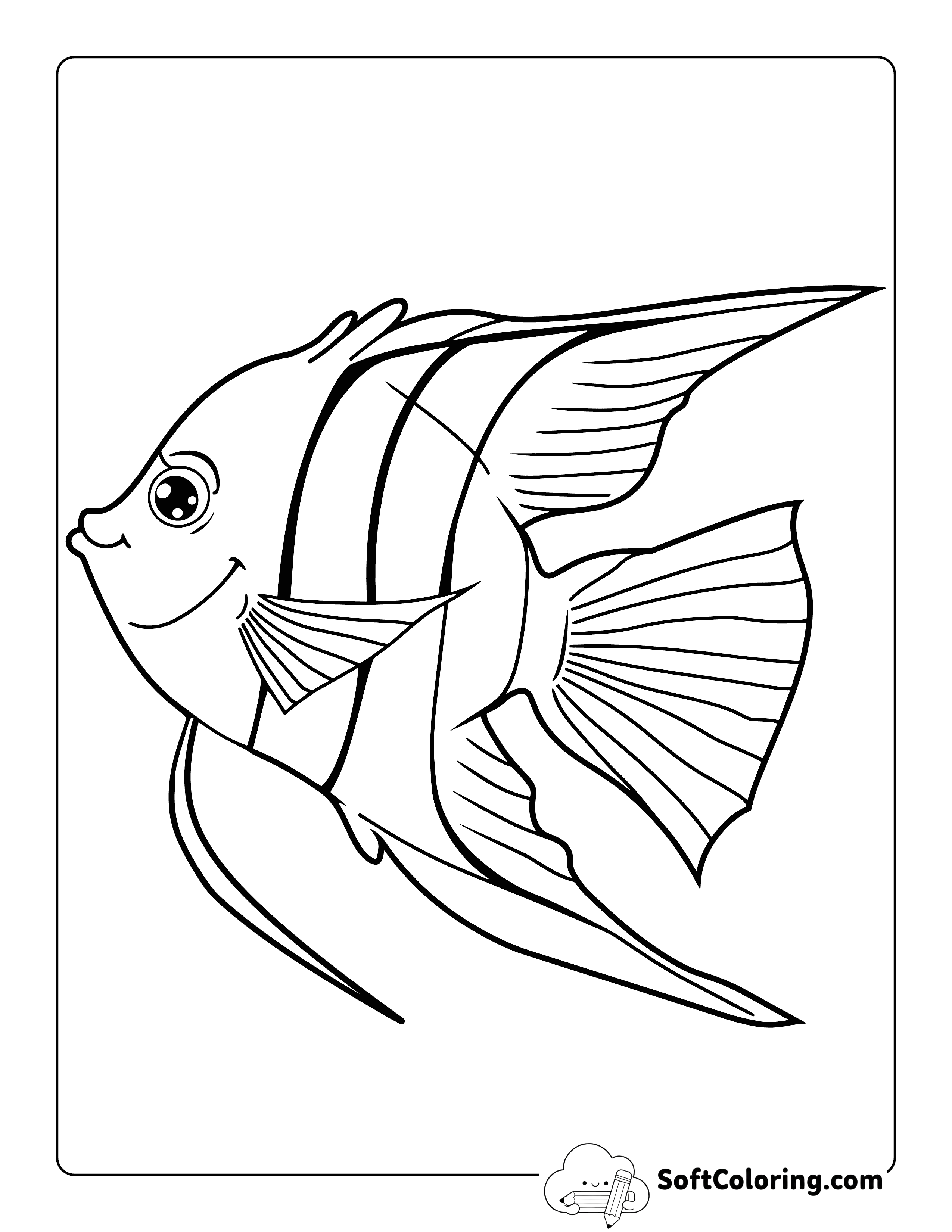 Pretty Angel Fish Coloring Page