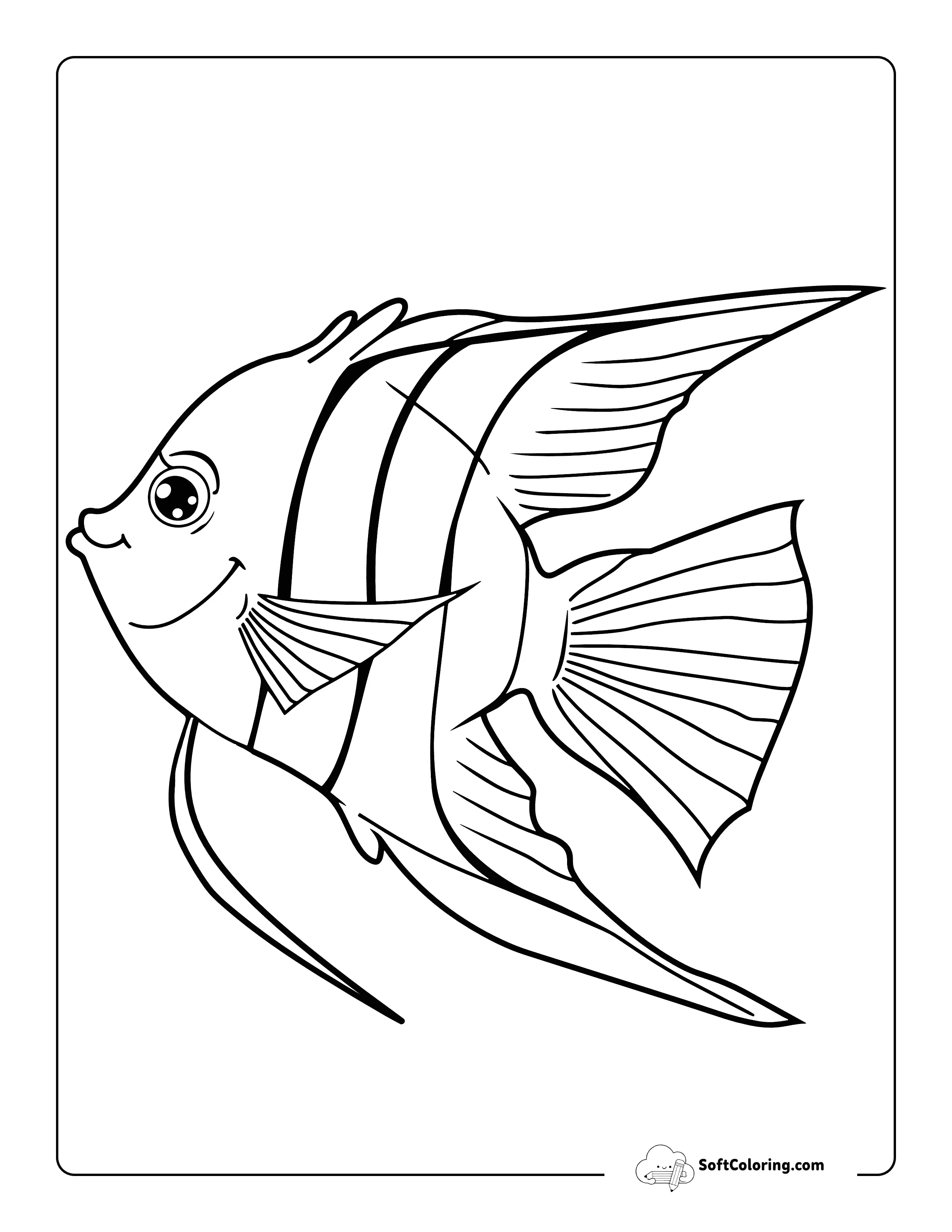 Pretty Angel Fish Coloring Page