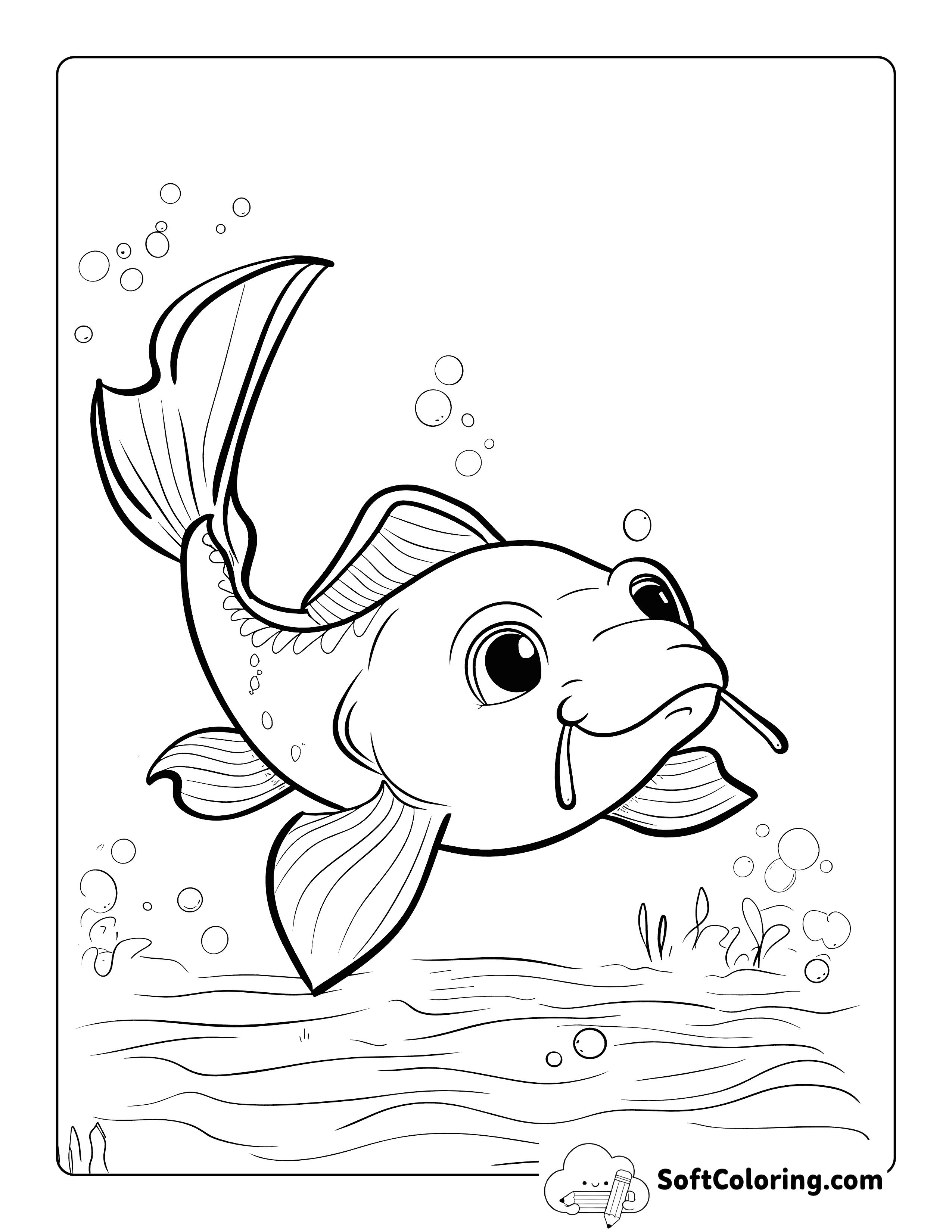 Cute Catfish Coloring Page