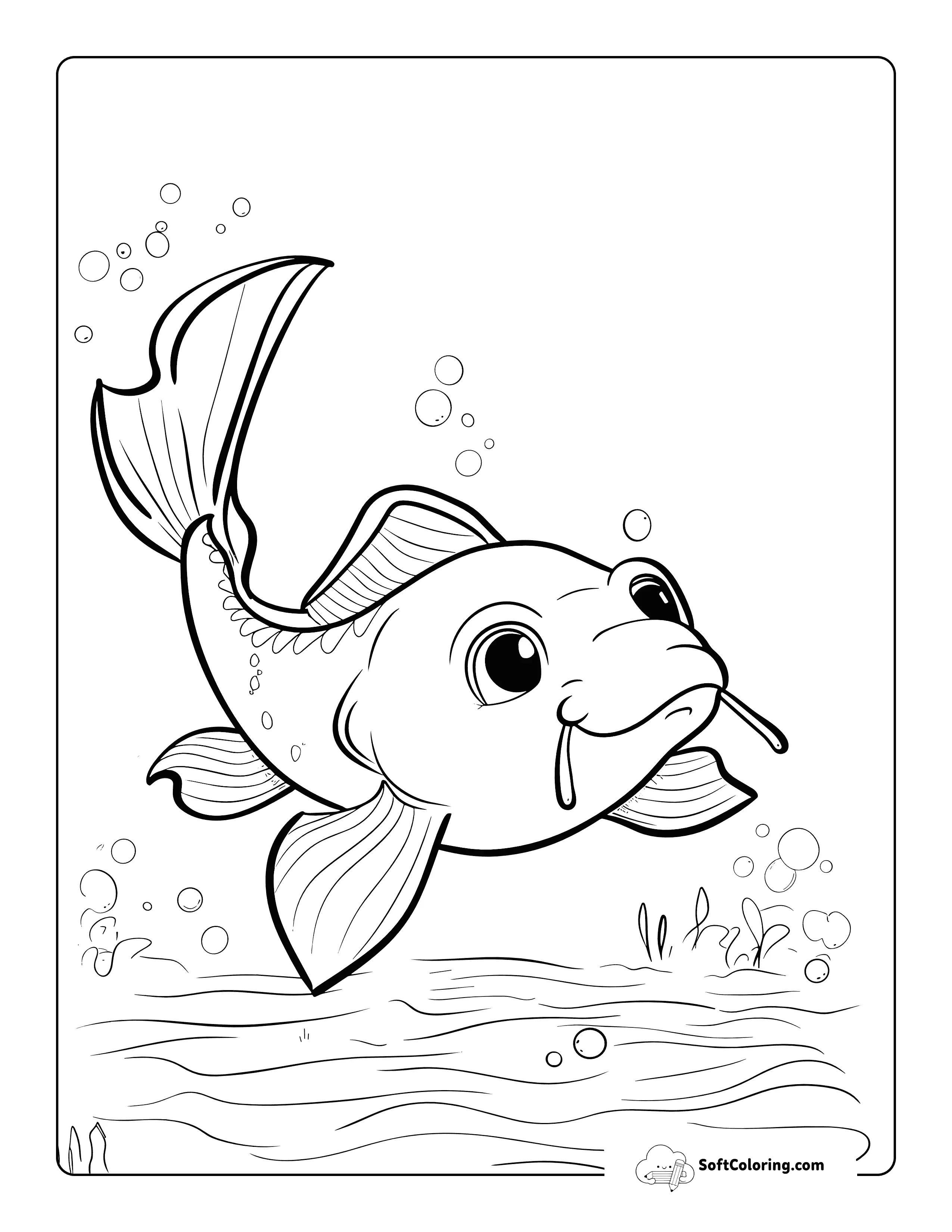 Cute Catfish Coloring Page