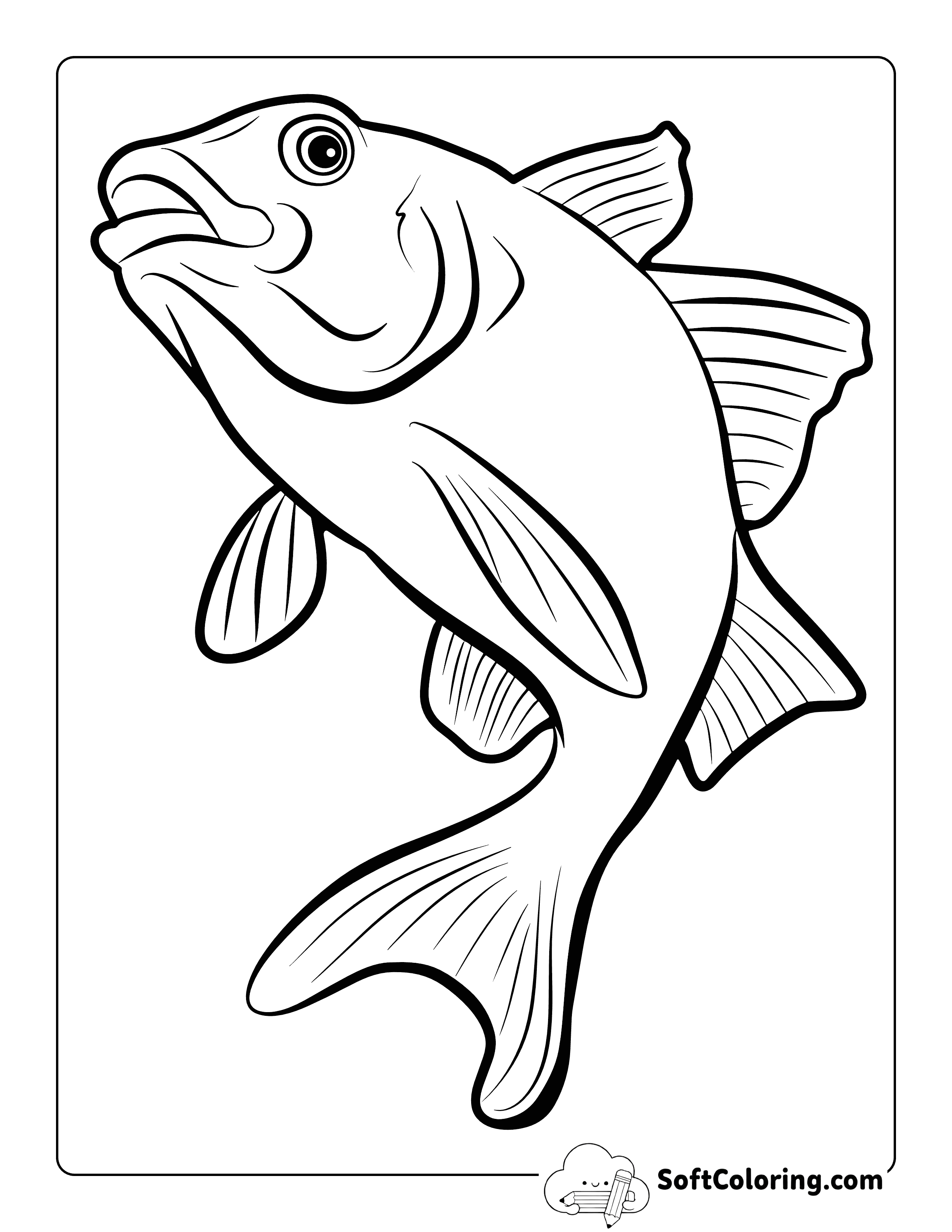 Simple Fish Coloring Sheet for Kids