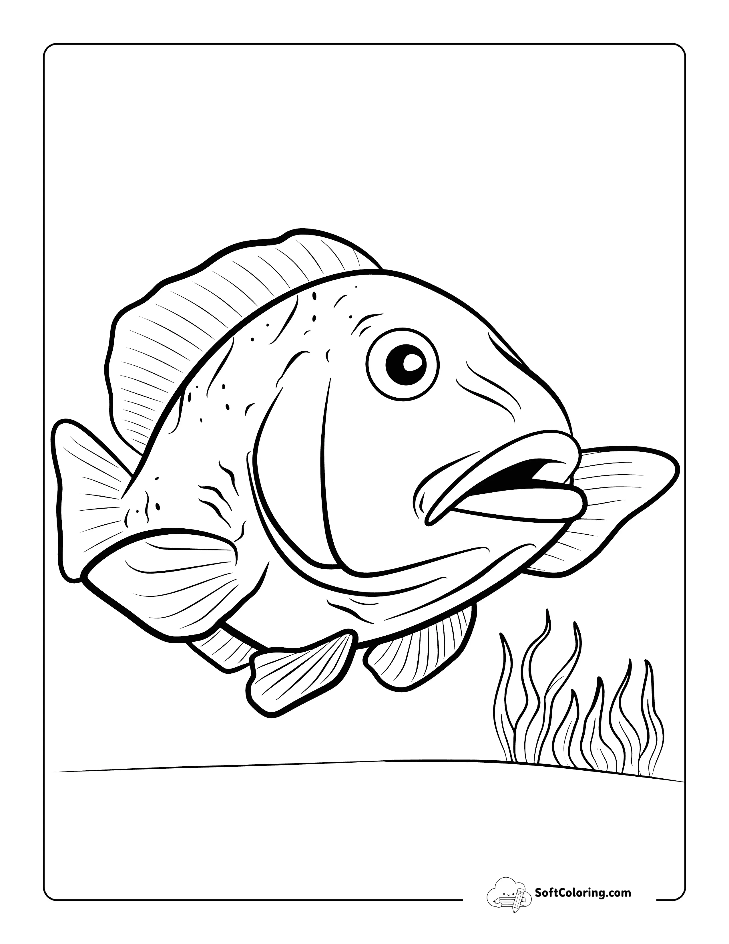 Simple Funny Fish Coloring Page For Kids