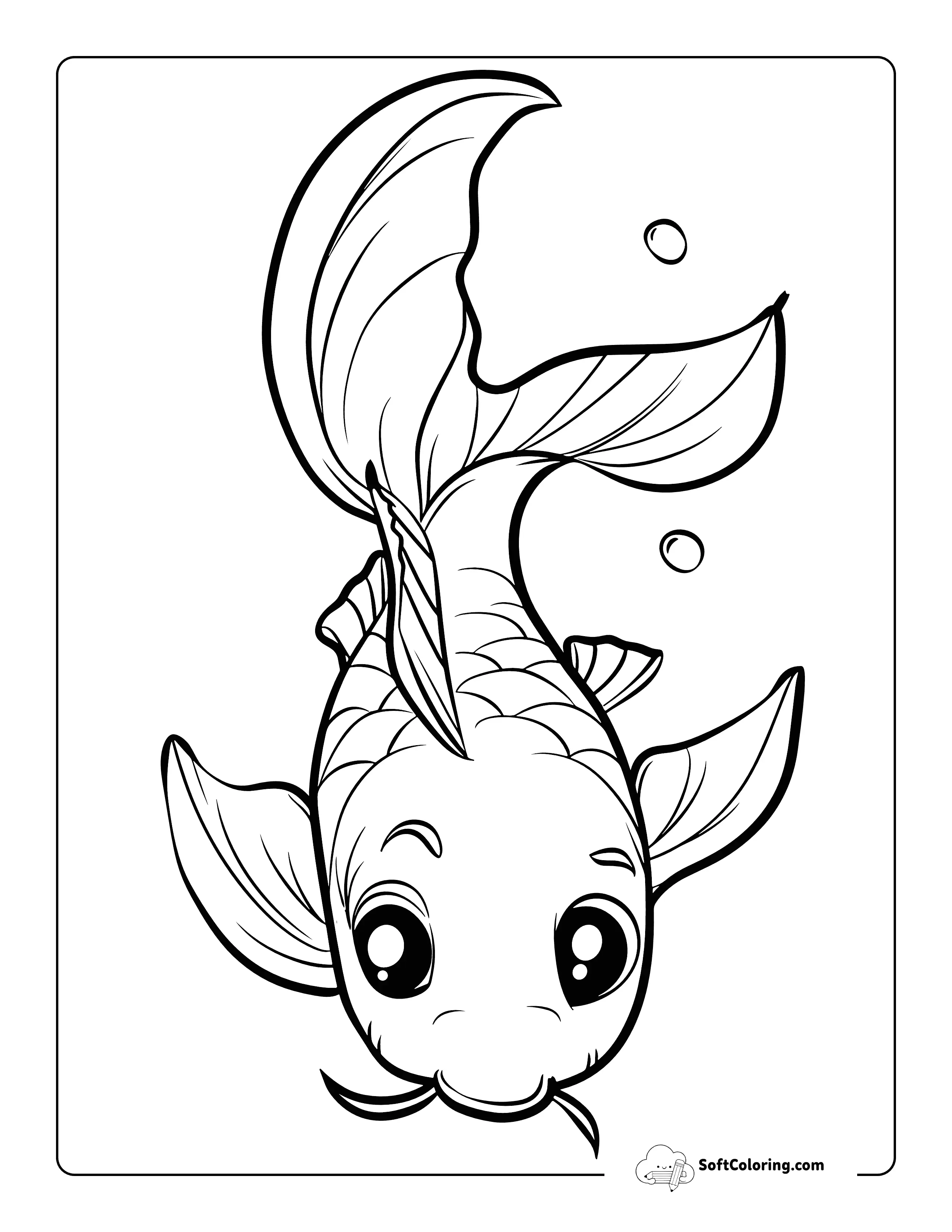 Cute Koi Coloring Page For Kids