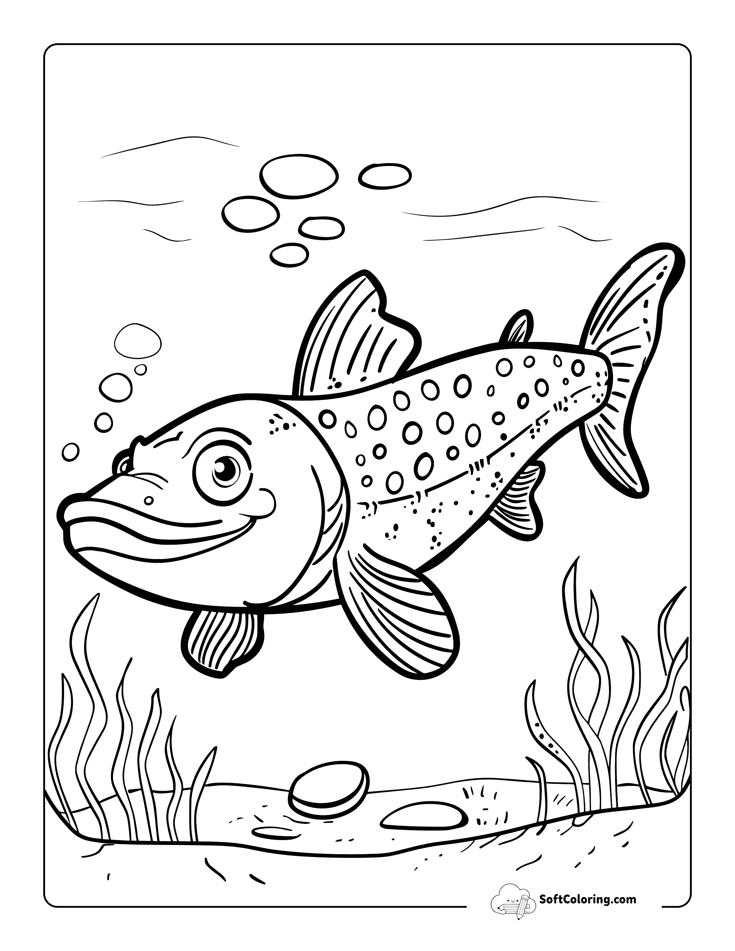 Easy Pike Coloring Page For Kids