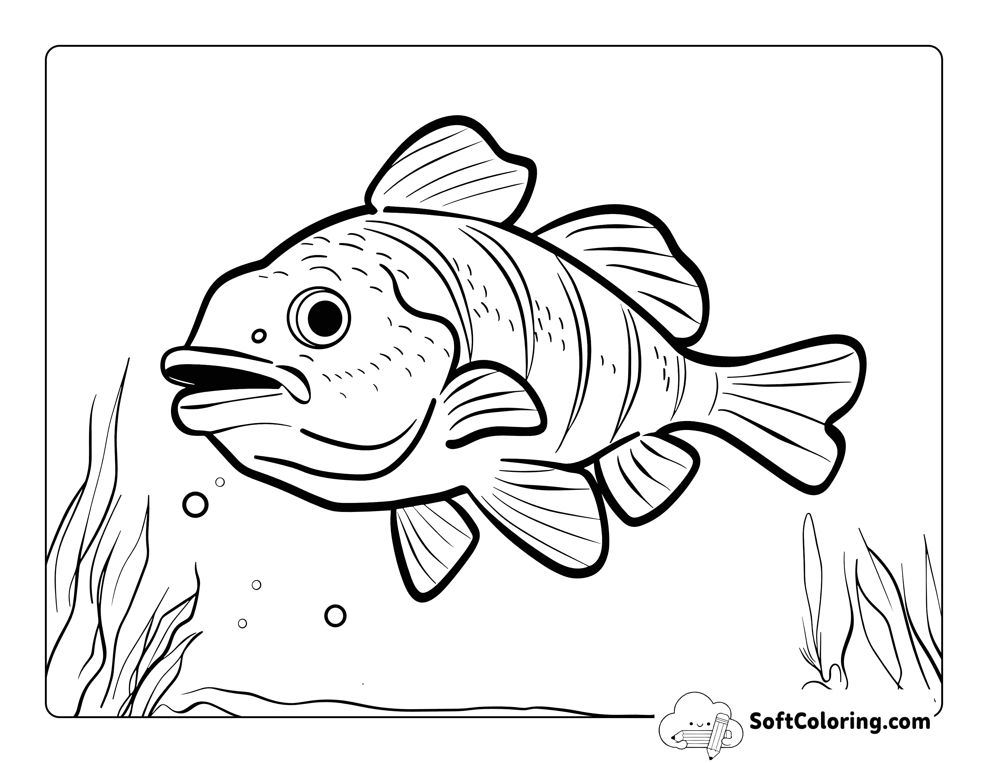 Simple Freshwater Fish Coloring Page
