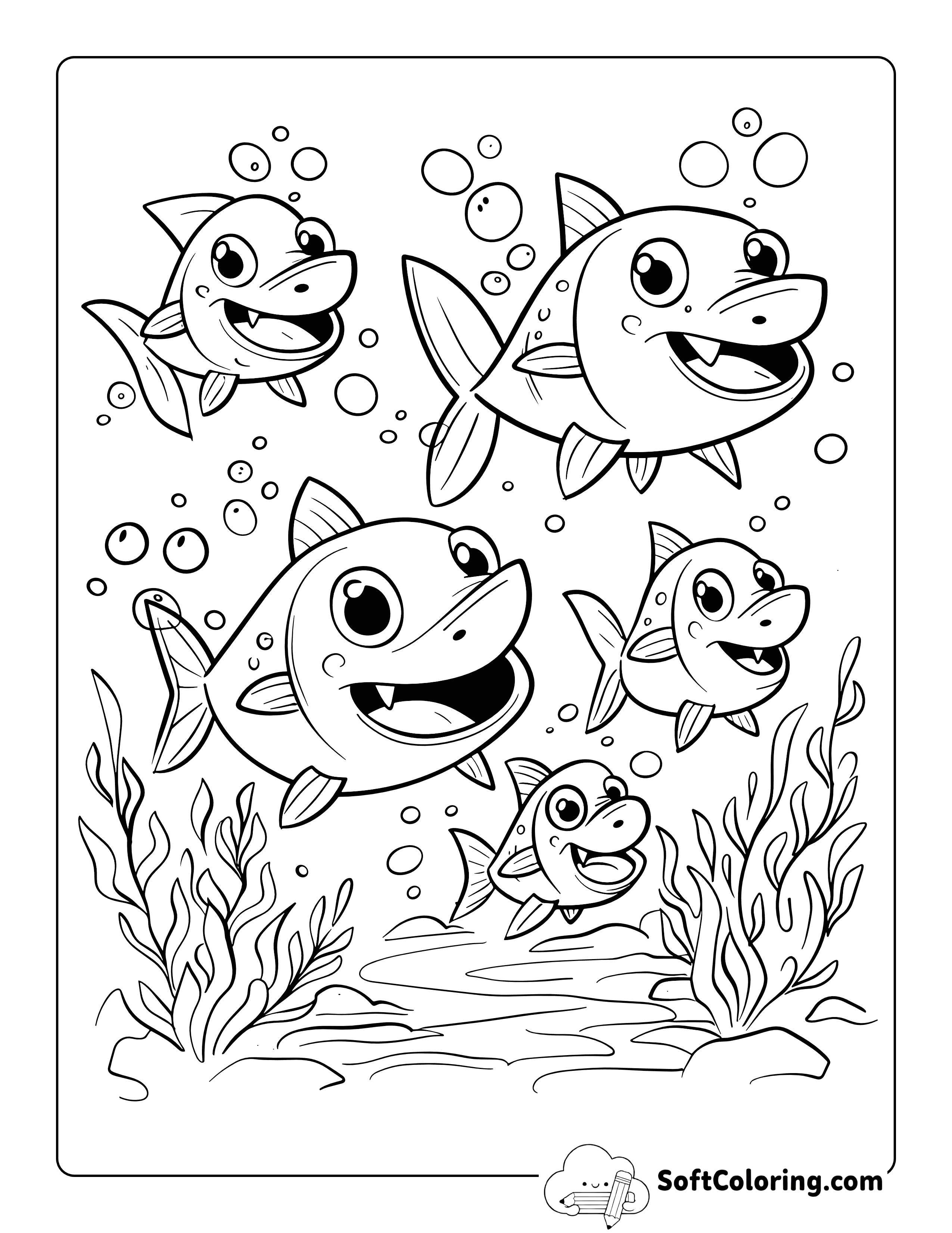 Funny Piranha Coloring Page for Kids