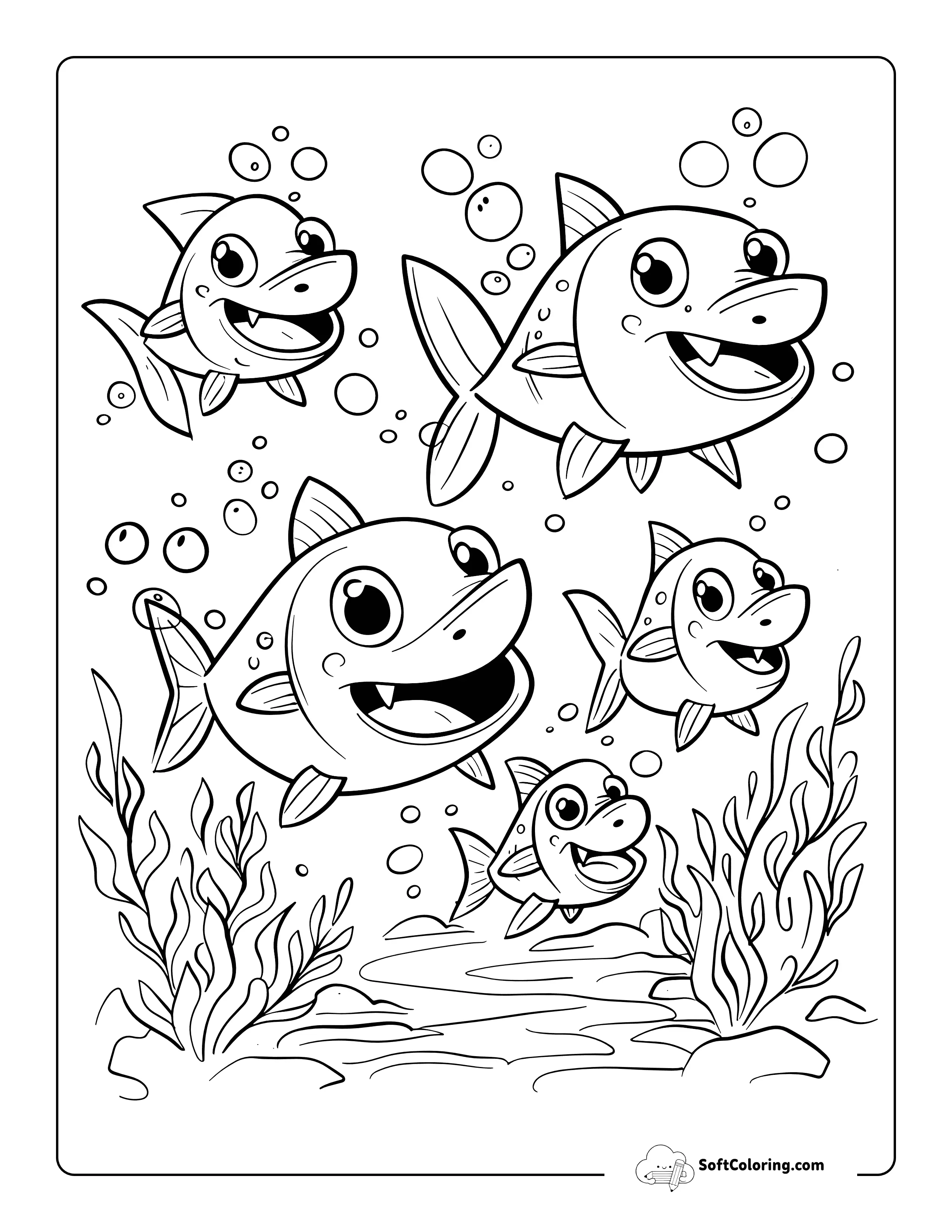 Funny Piranha Coloring Page For Kids