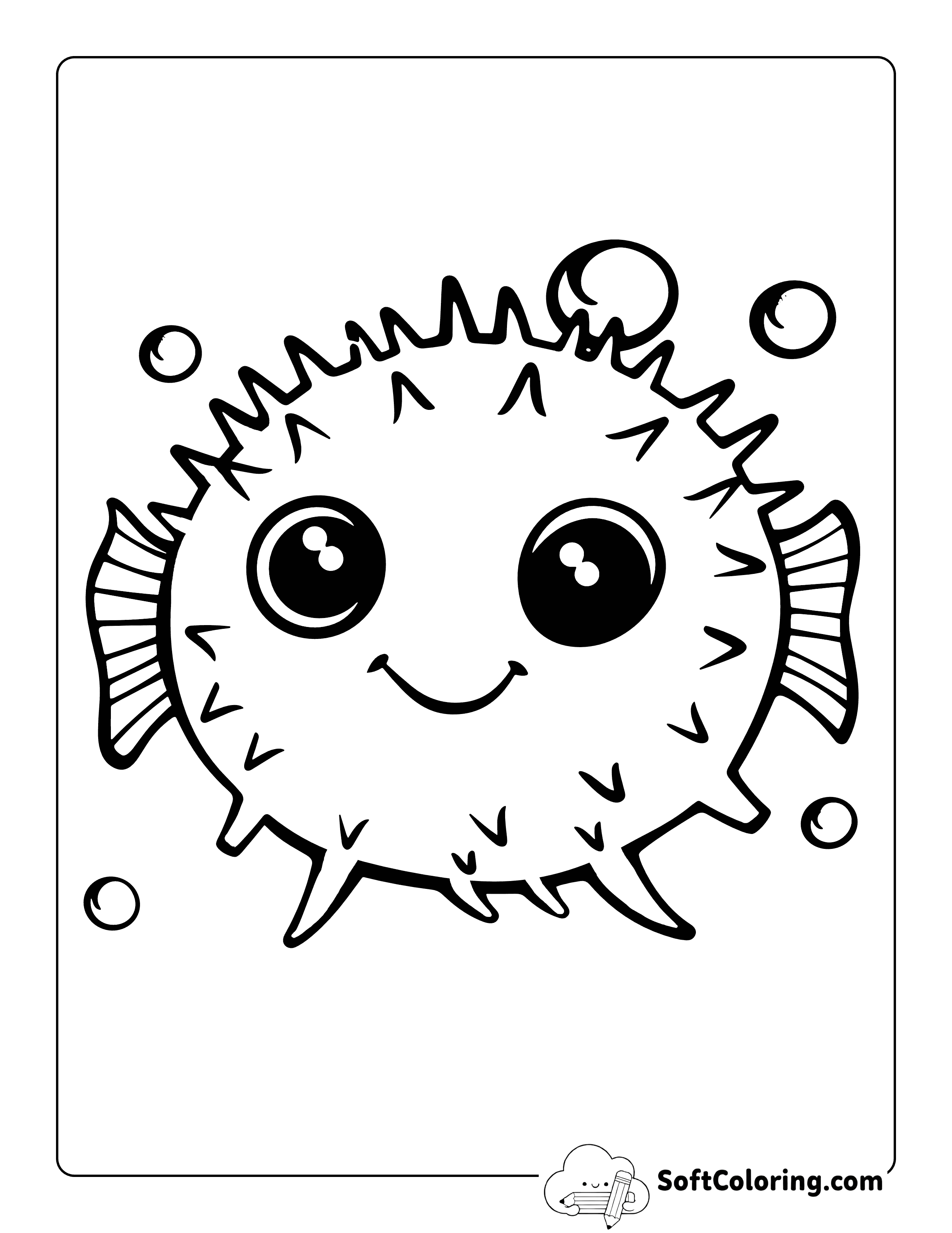 Cute Puffer Fish Coloring Sheet for Kids