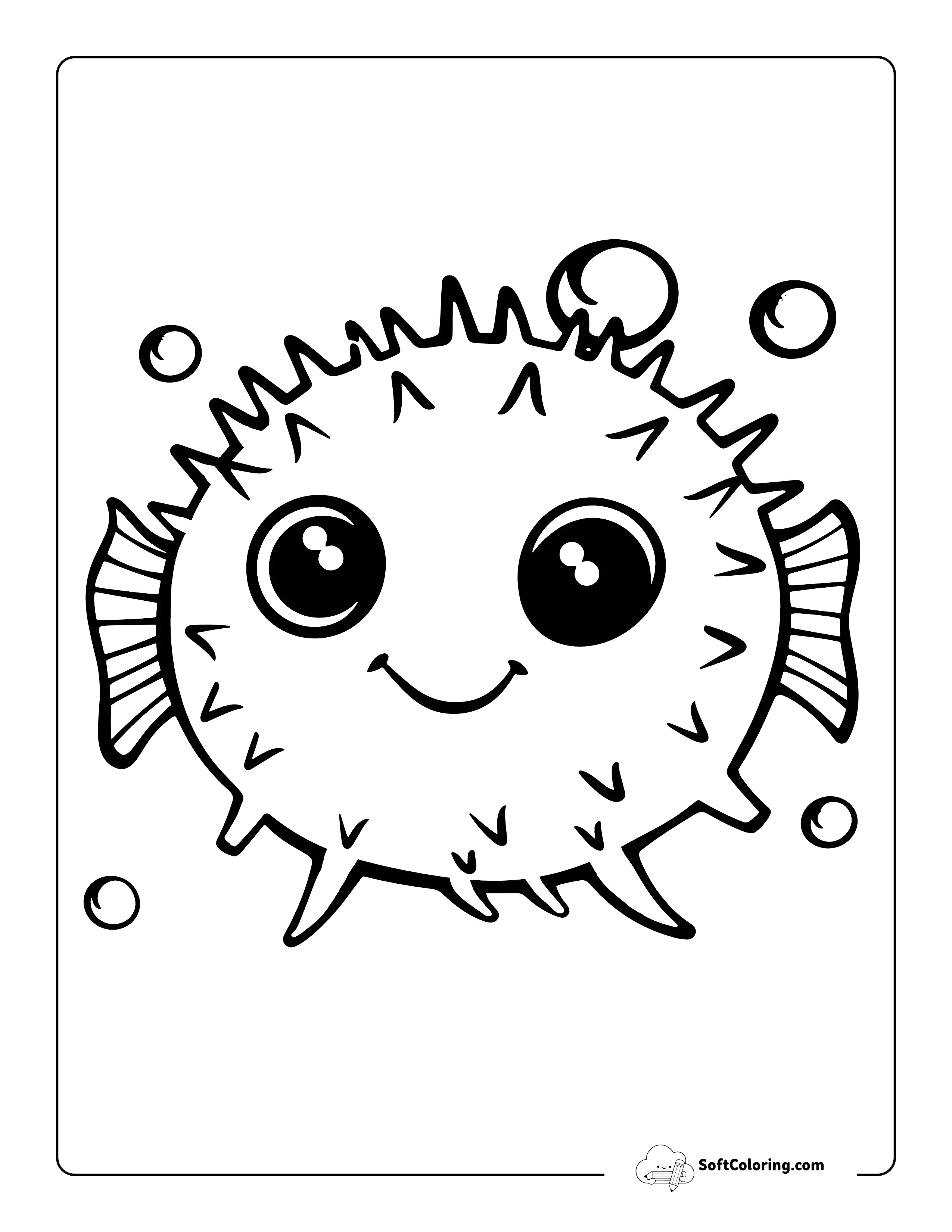 Cute Puffer Fish Coloring Sheet For Kids