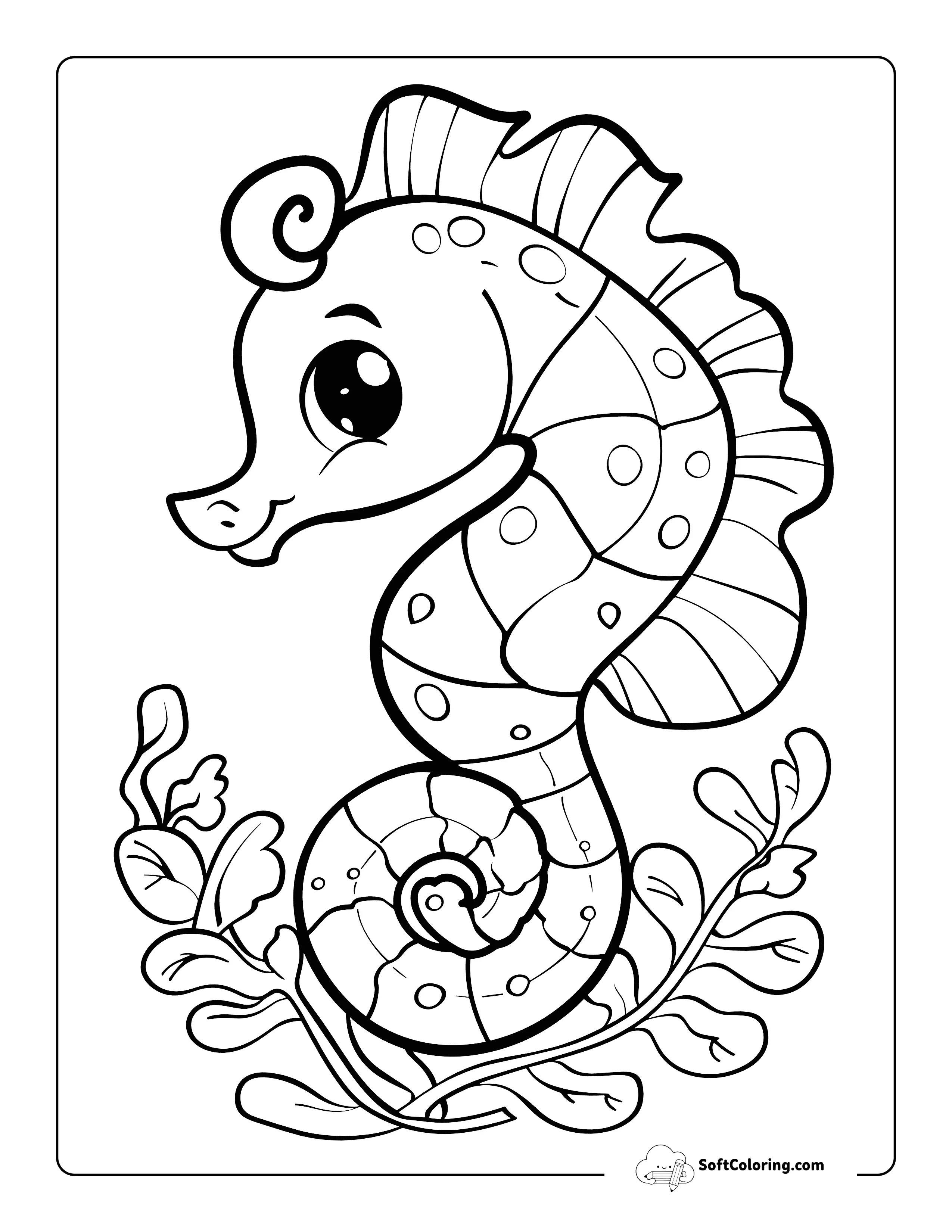 Simple Seahorse Coloring Page For Kids