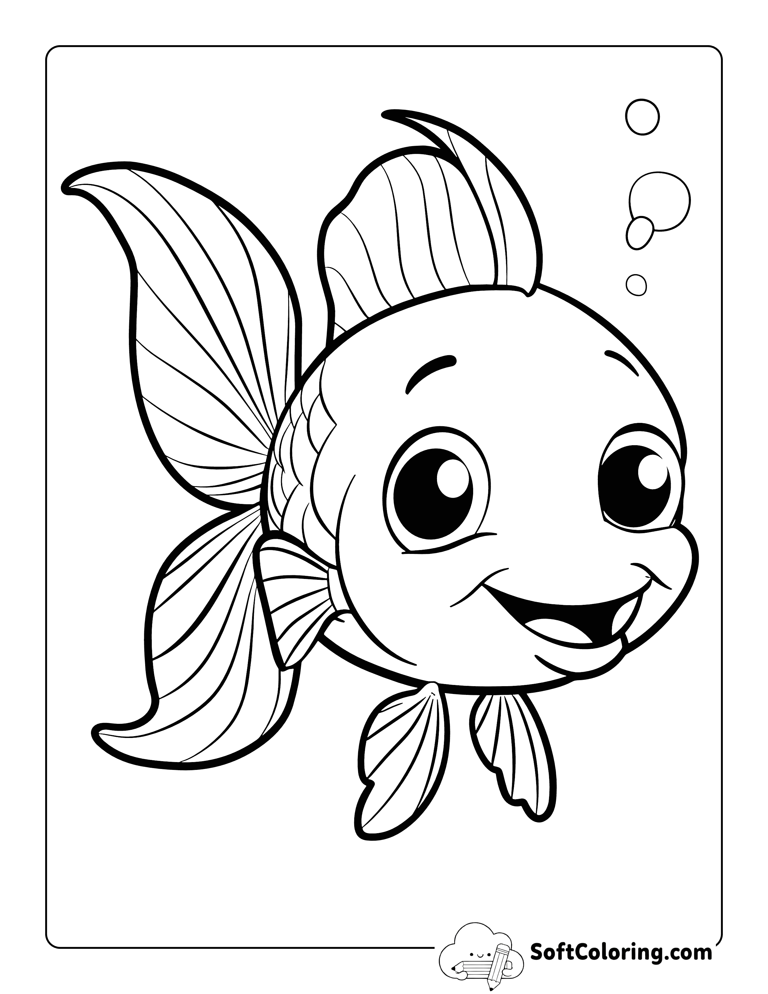 Happy Fish Coloring Sheet for Kids