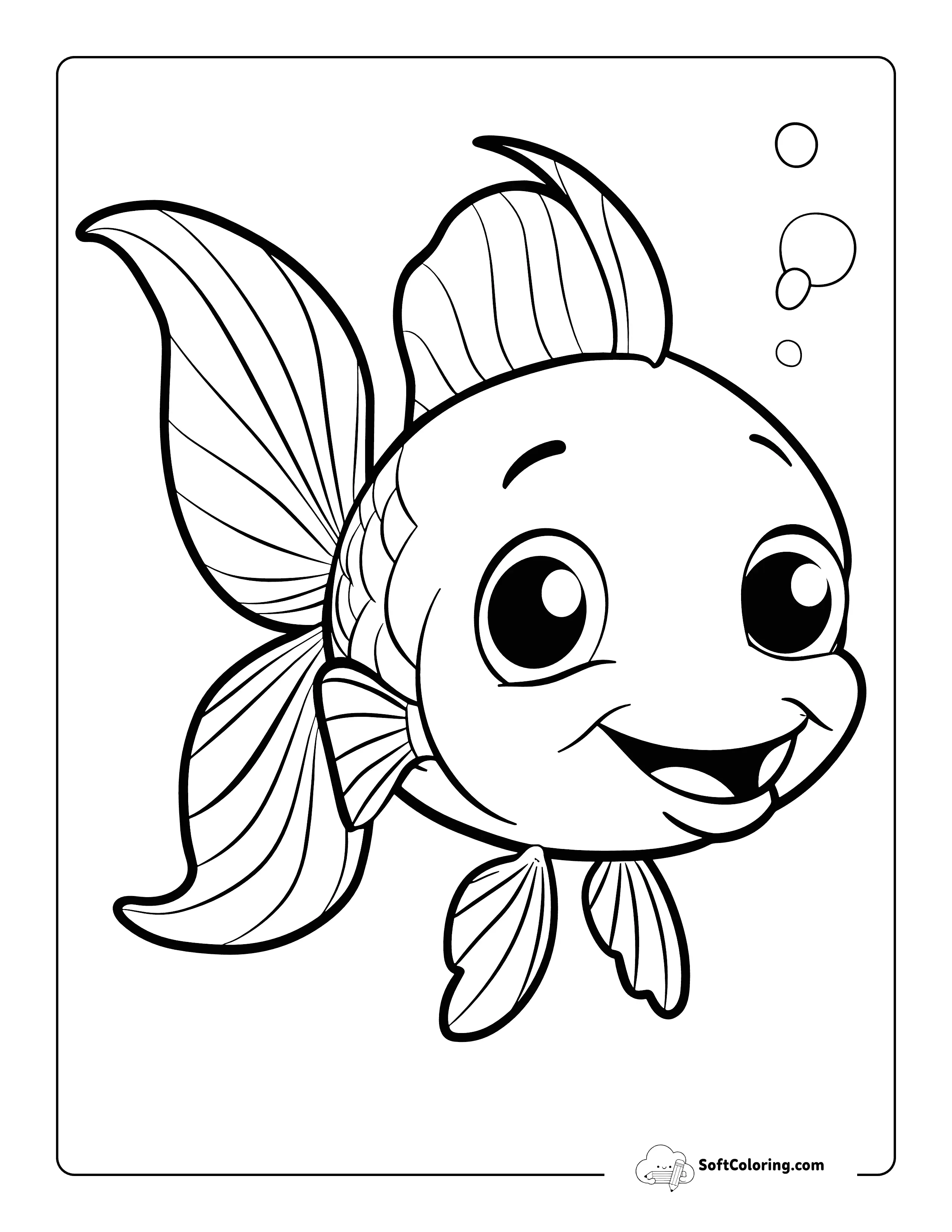 Happy Fish Coloring Sheet For Kids