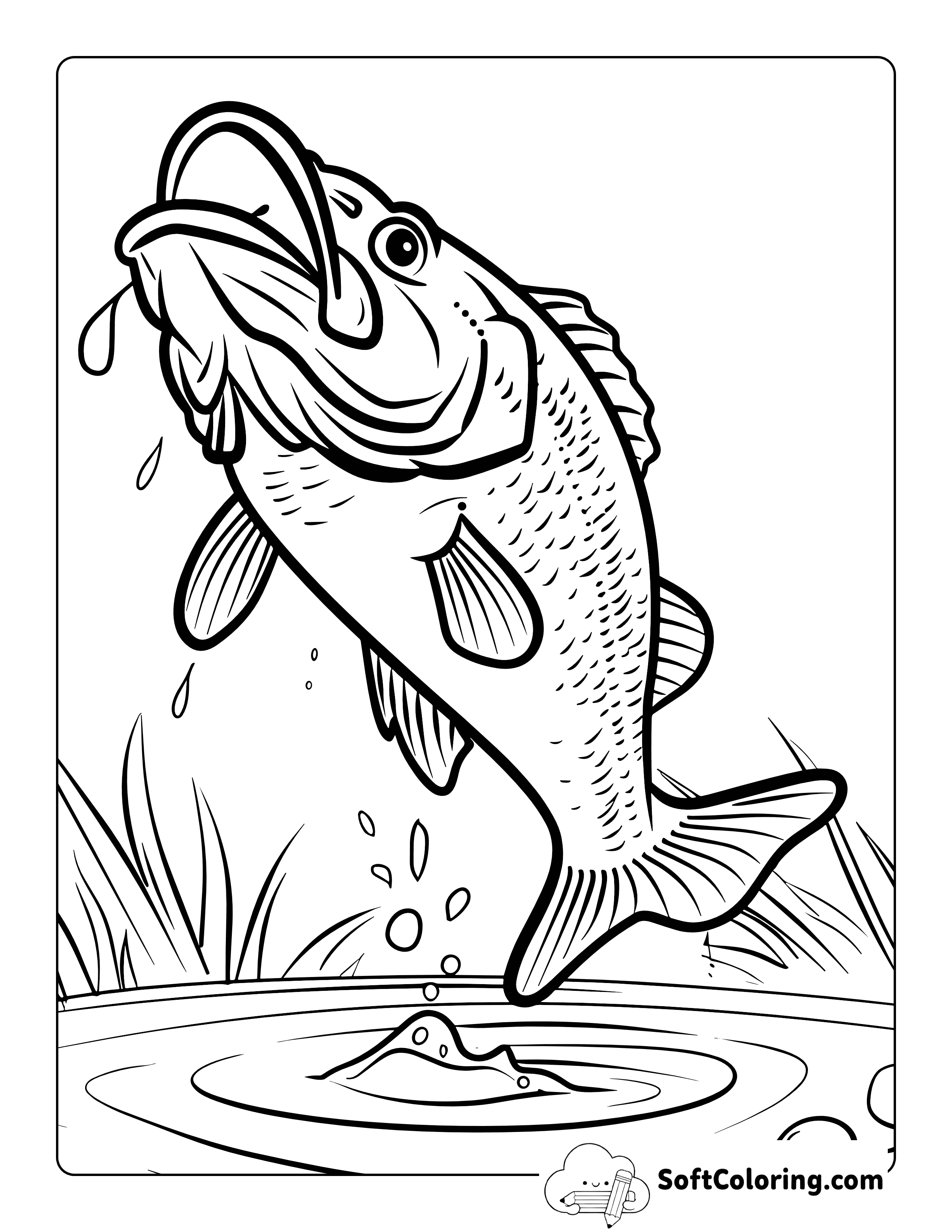 Simple Bass Coloring Page for Kids